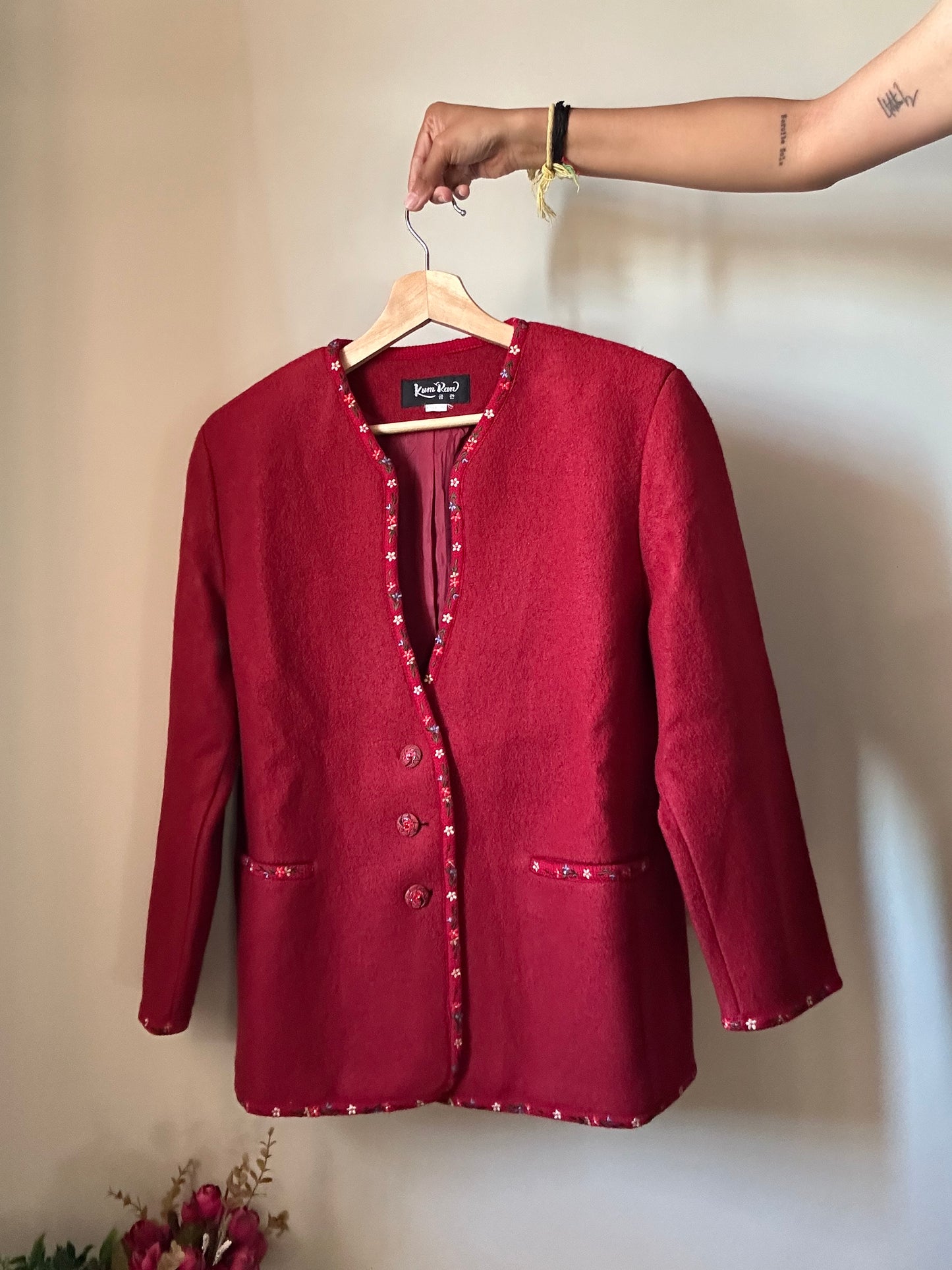 Kum Ran Vintage Wool Embroidered Blazer