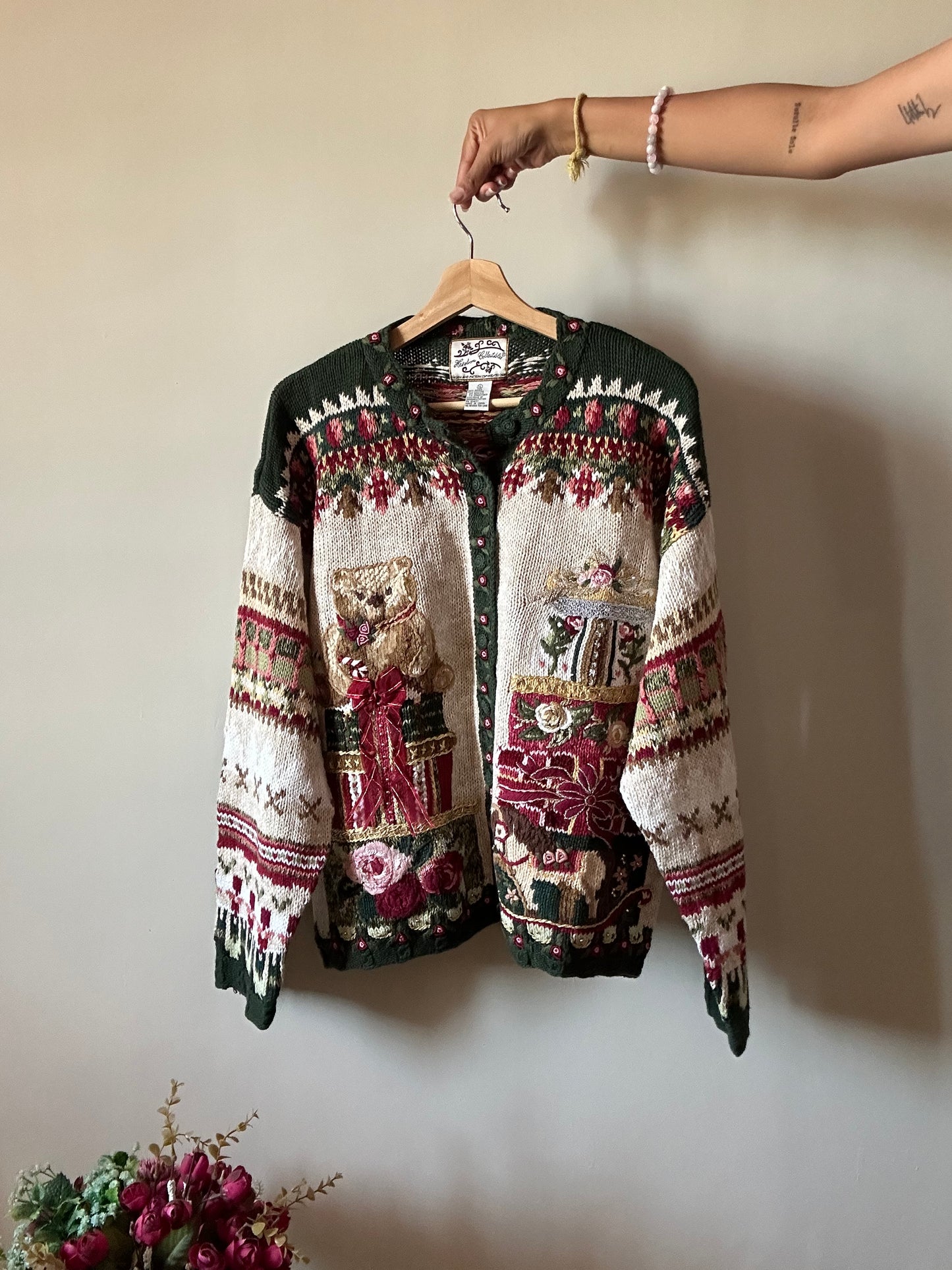Vintage Heirloom Collectables Happy Gift Knit Cardigan