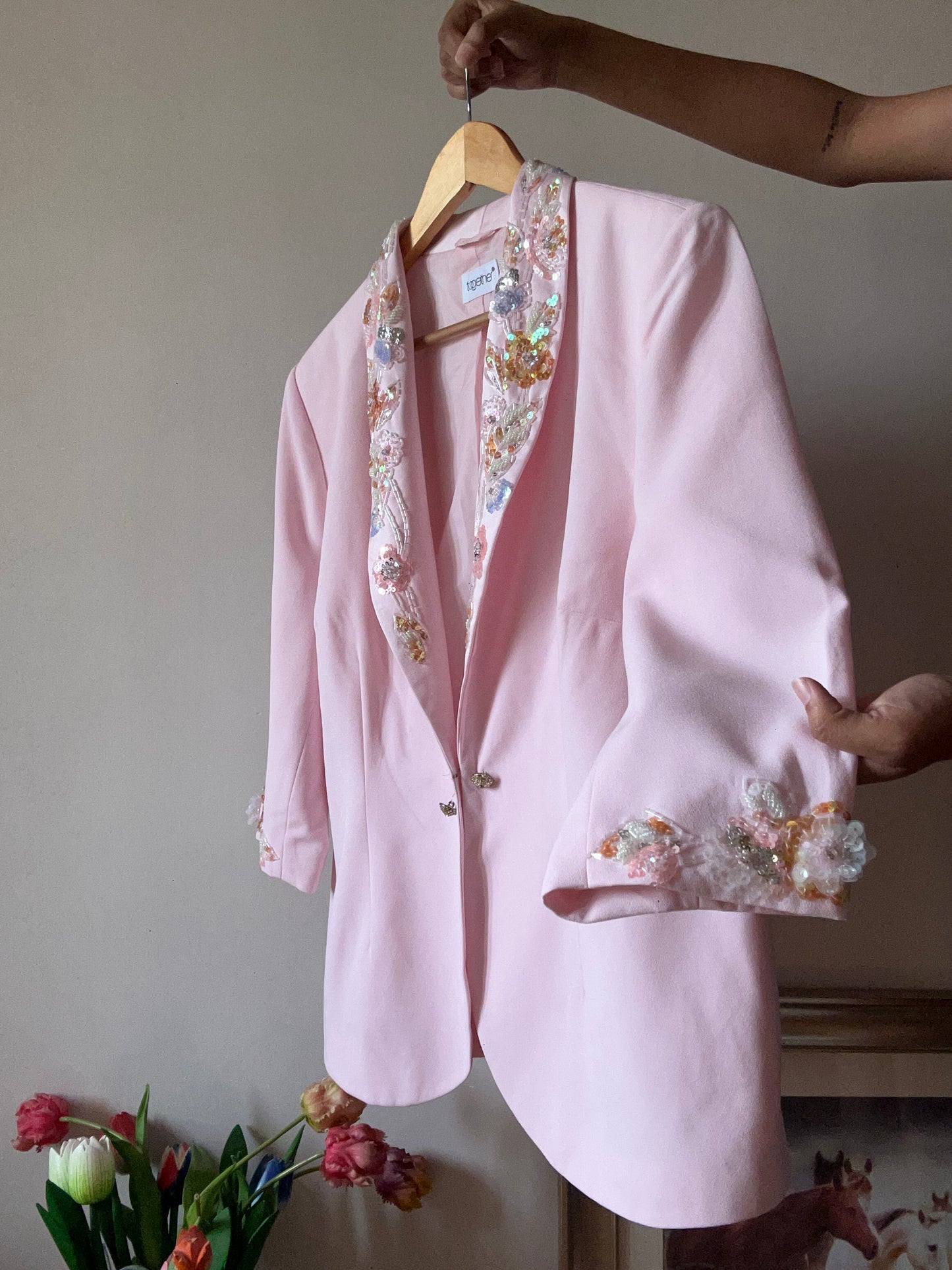 Together Vintage Beaded Pink Blazer