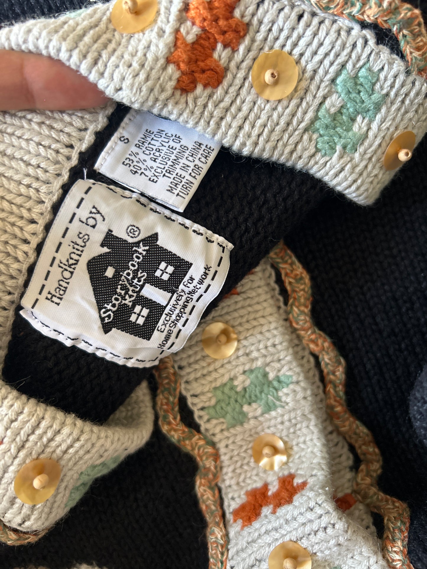 Vintage Handknits By Storybook Knits Squirrel Maple Embroidered and Beaded Cardigan