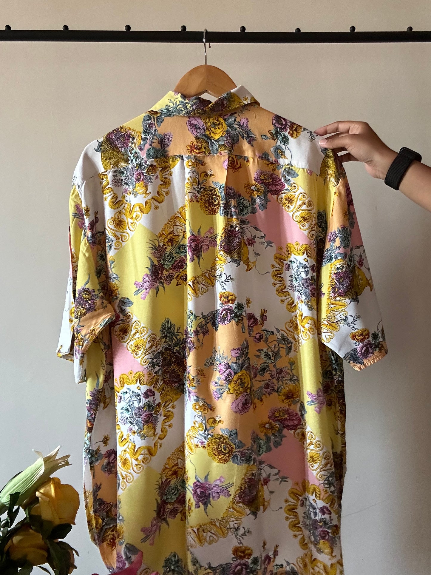 Vintage Floral Baroque Print Shirt