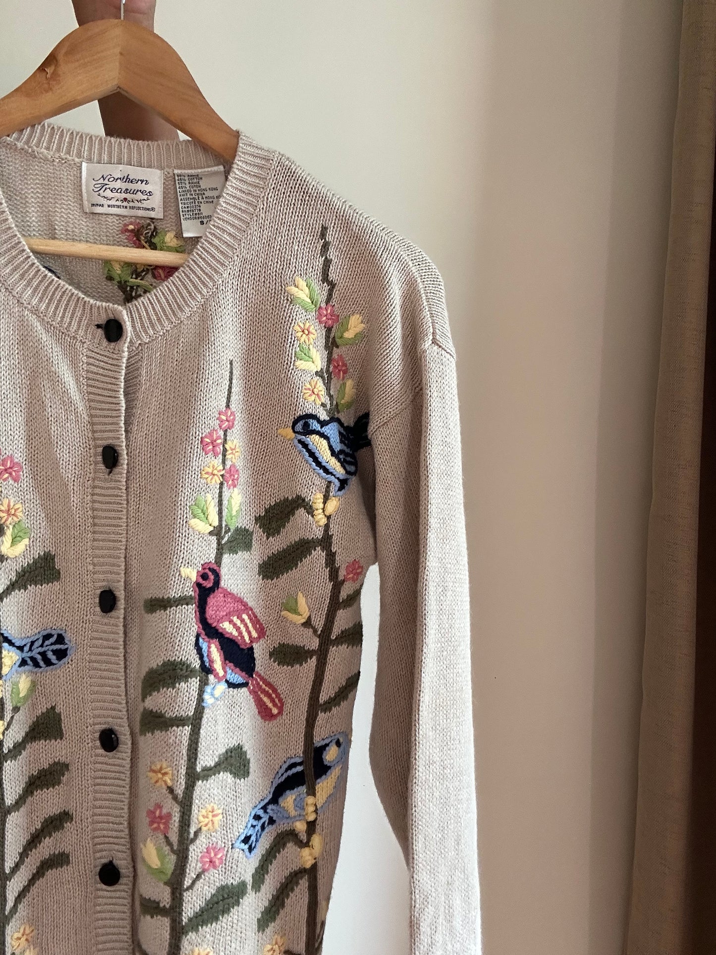 Vintage Northern Treasure Hand Embroidered Knit Cardigan