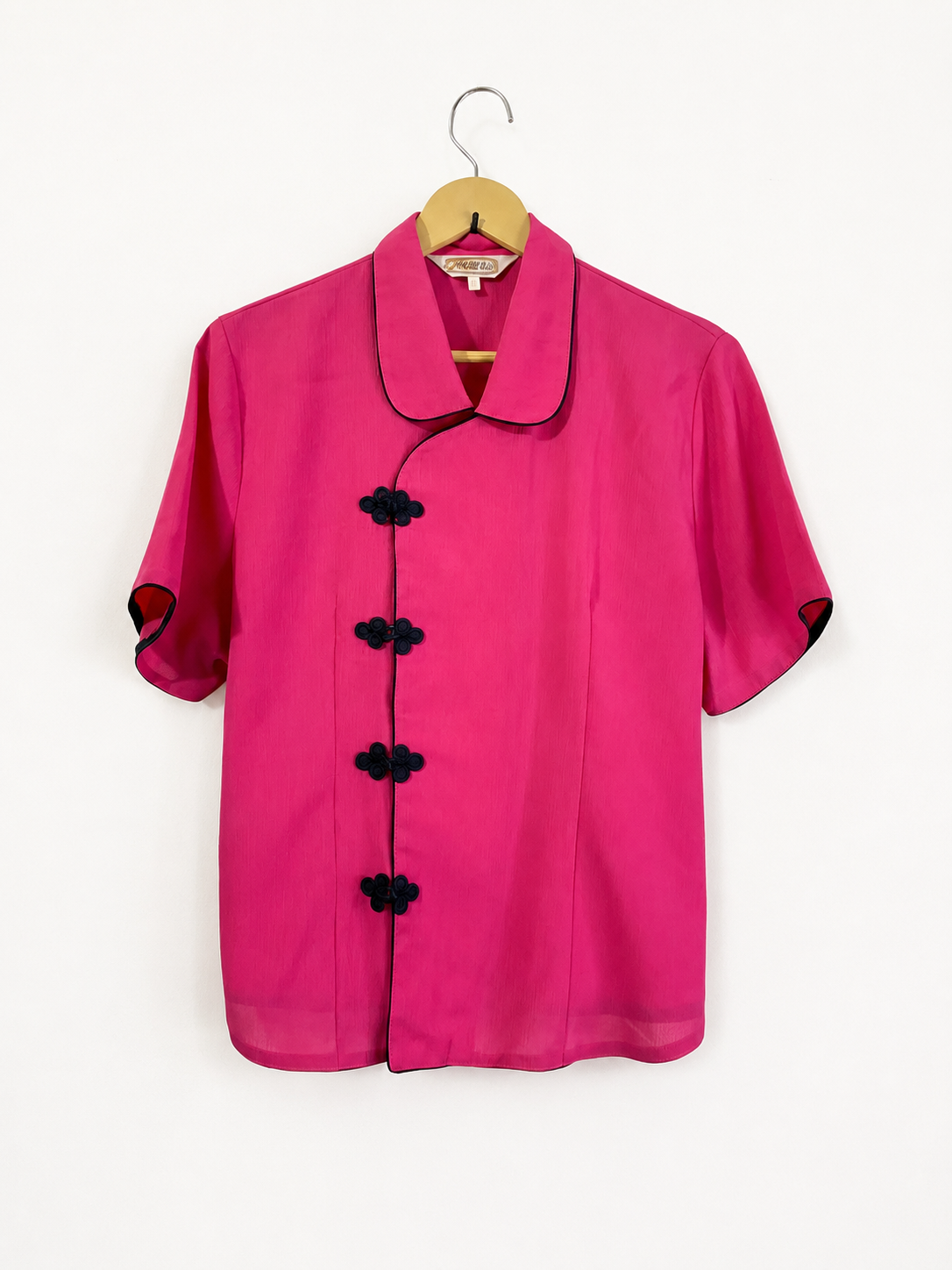 Vintage Fuchsia Mandarin Blouse