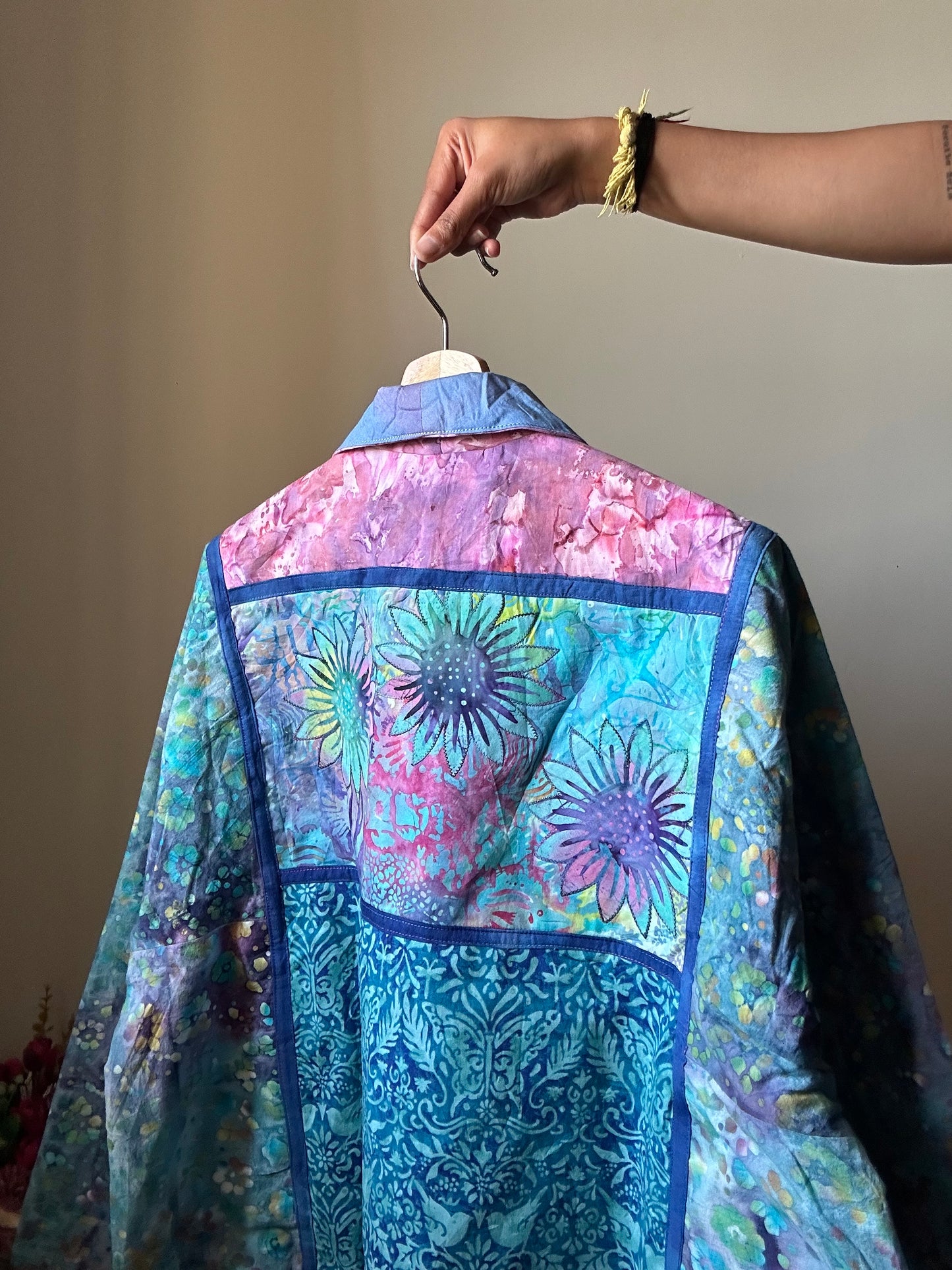 Vintage Reversible Front Tie Detail Shaket with Embroidery and Patch Work