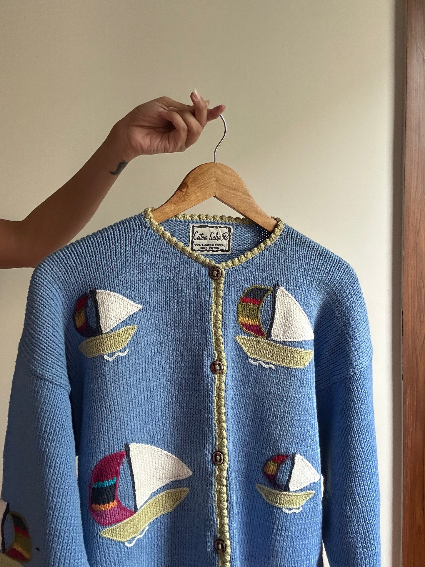 Cotton Salsa Vintage Hand Knit Cardigan