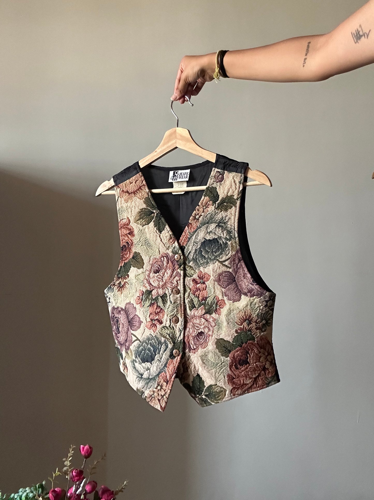 Vintage Jean Wear Floral Vest