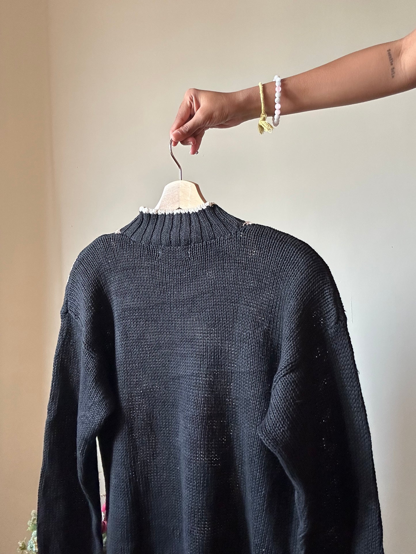Beldochpopper Vintage Hand Embroidered Floral Pullover