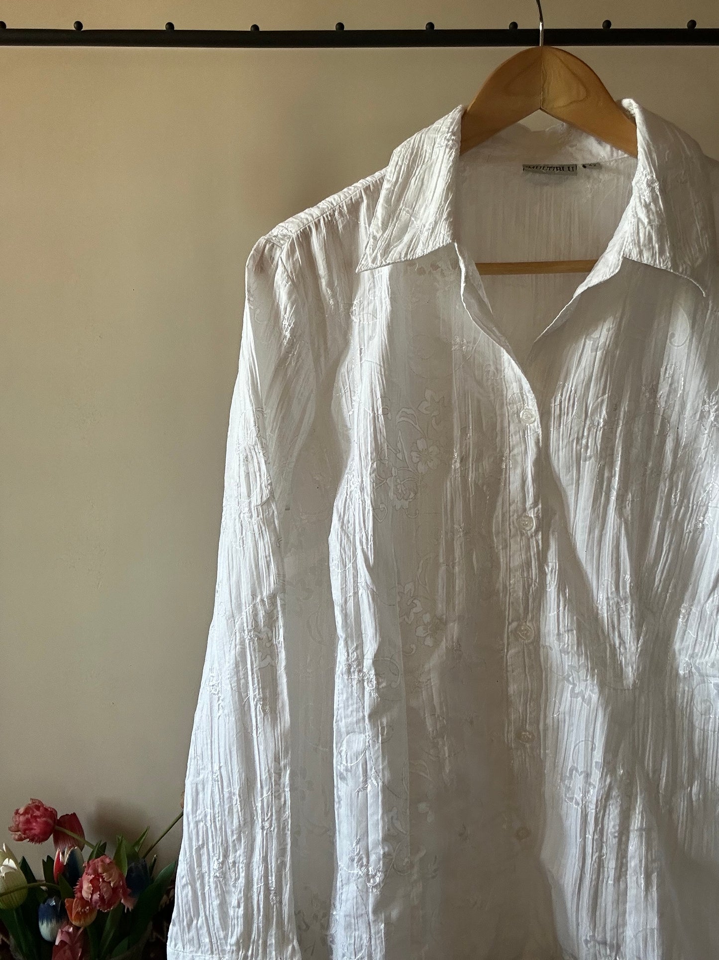 Multiblu White Vintage Embroidered Shirt