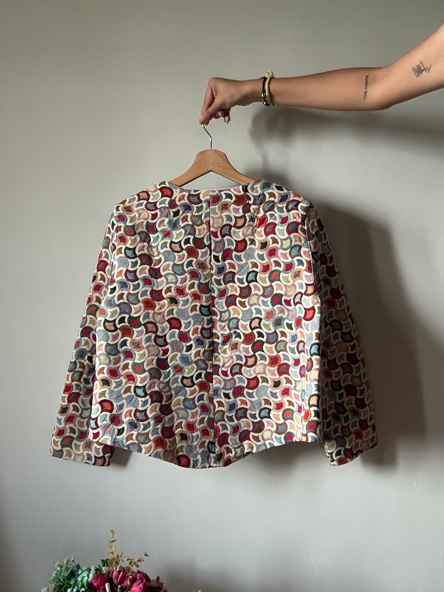 Vintage Abstract 90s Pattern Weaved Blazer