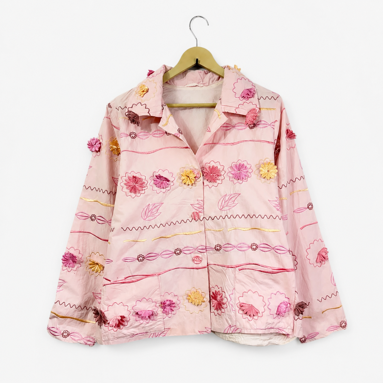 Vintage Blush Bloom Embroidered Jacket