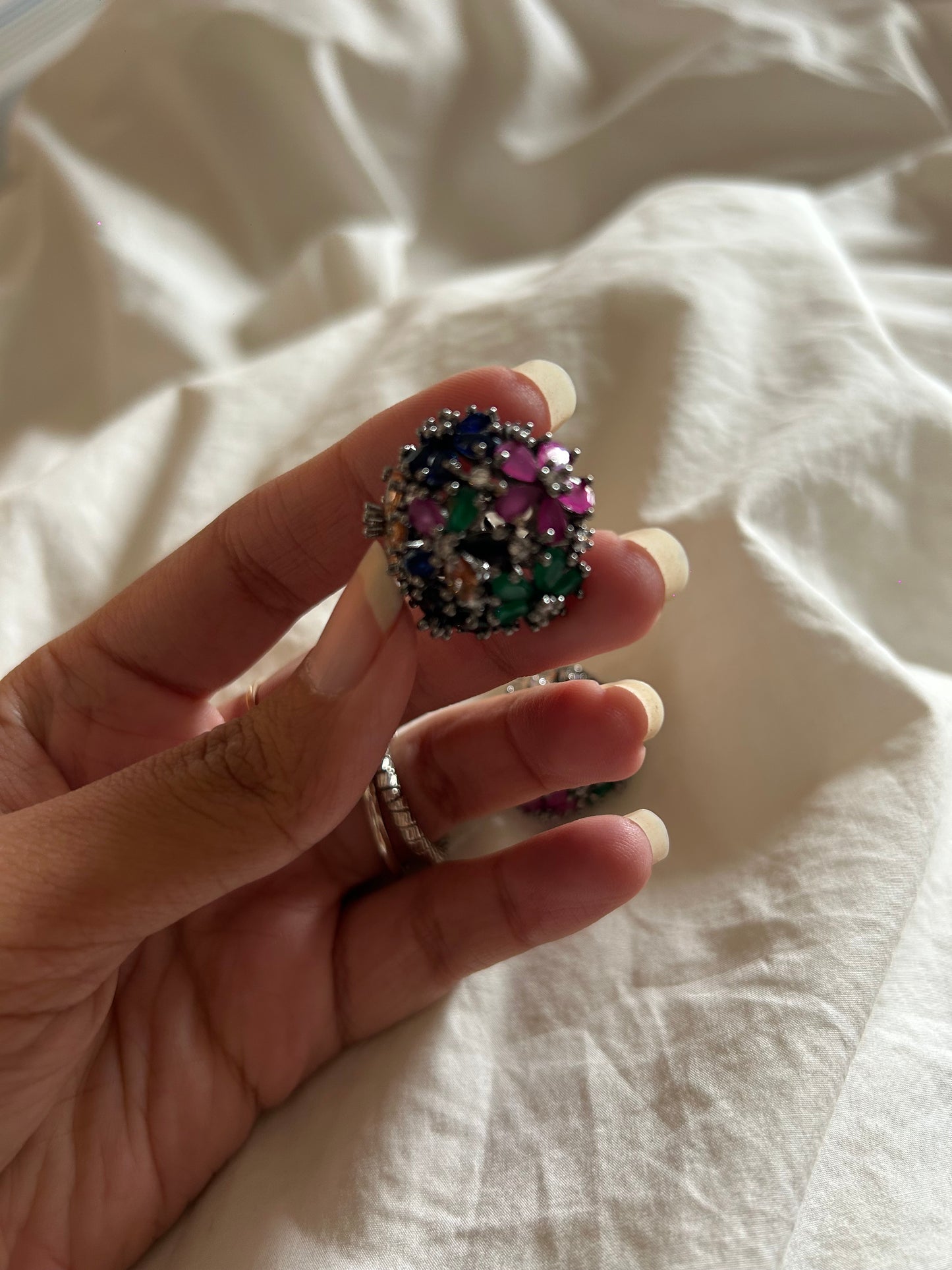 Floral Pattern Stone Studs