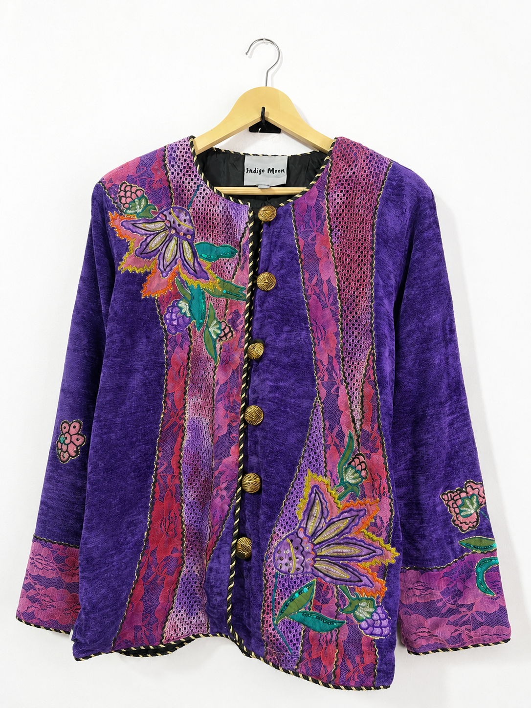 Vintage Indigo Moon Violet Velvet Embroidered Jacket