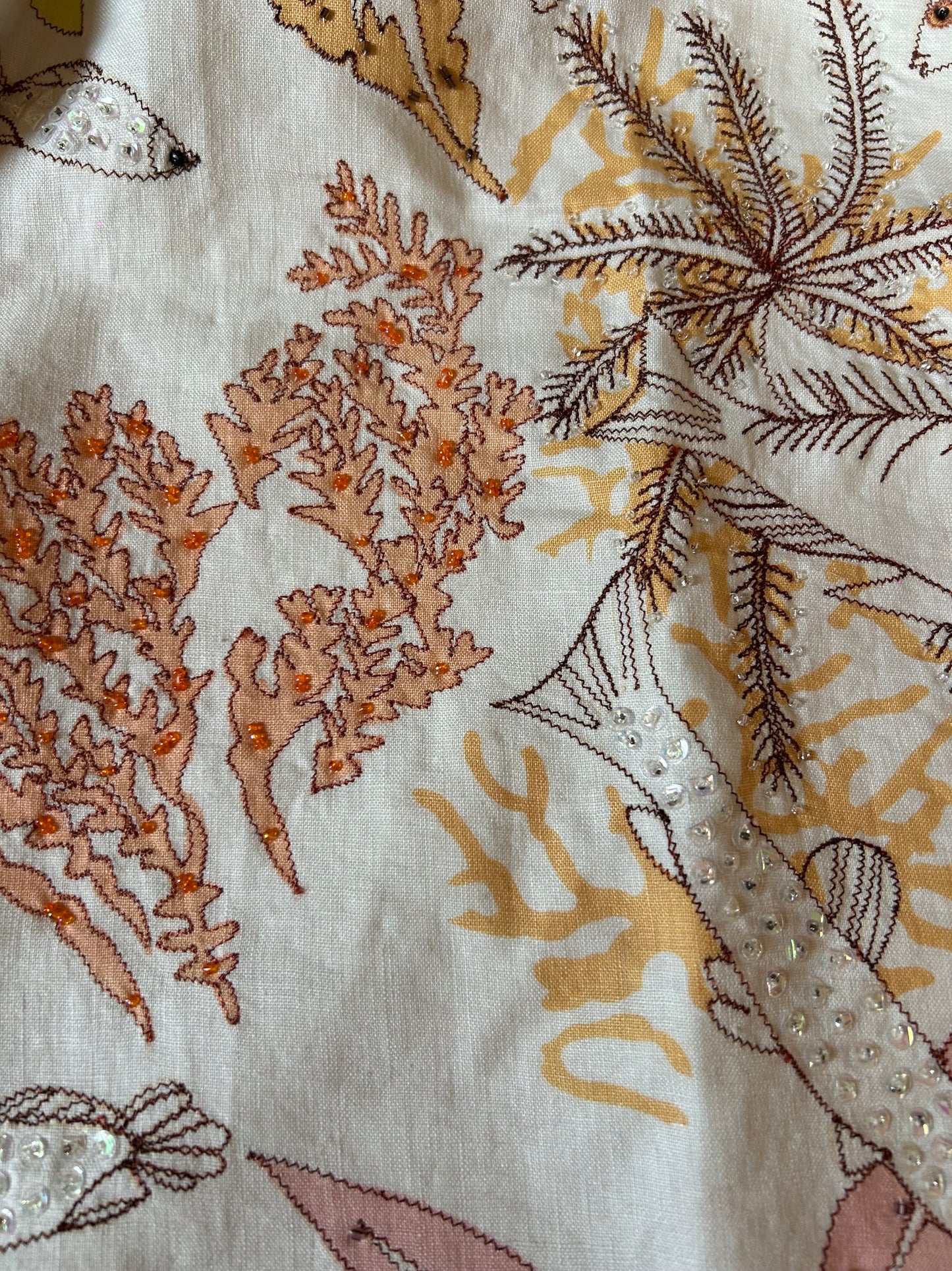 Vintage Silk Club All Embroidered And Beaded Linen Shaket