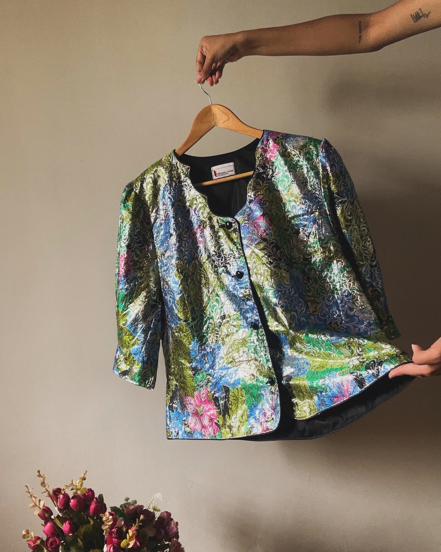 Vintage Hermann Lange Weaved Floral Shaket