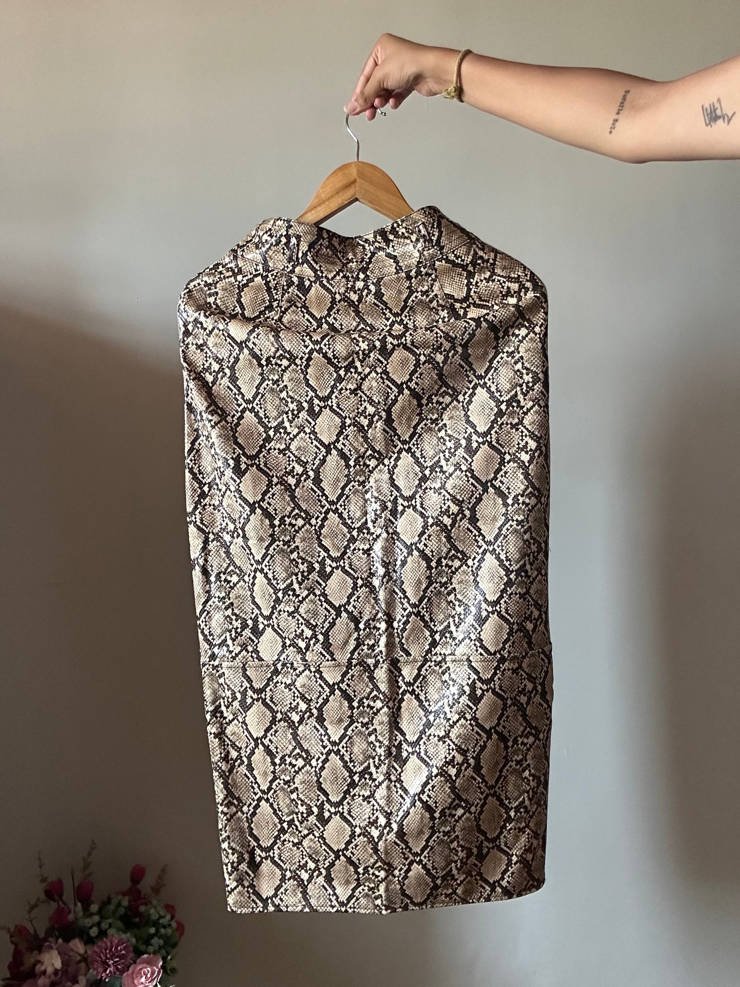 90s Python Print Leather Feel River Island Skirt