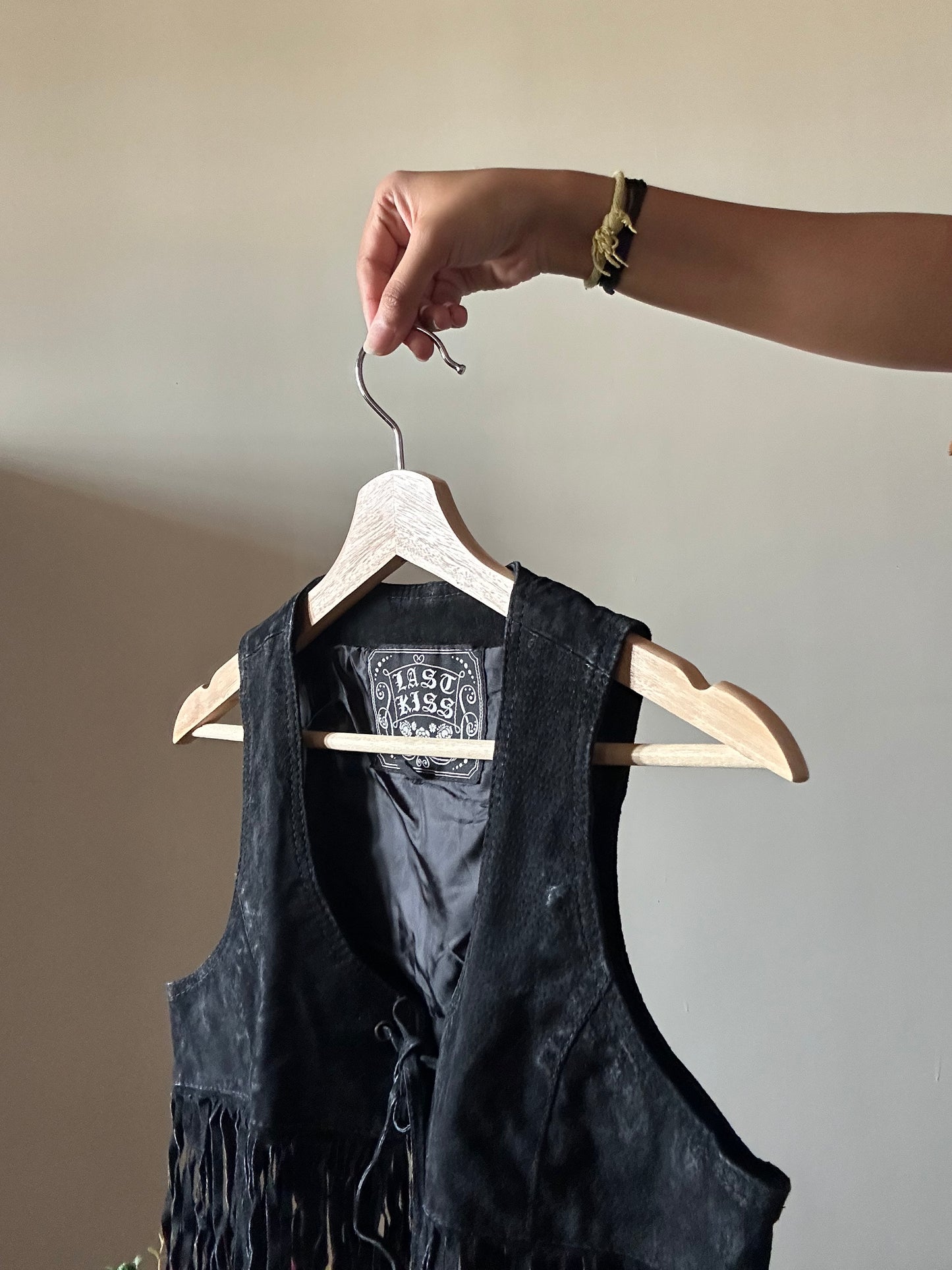 Vintage Leather Fringe Vest By Kess