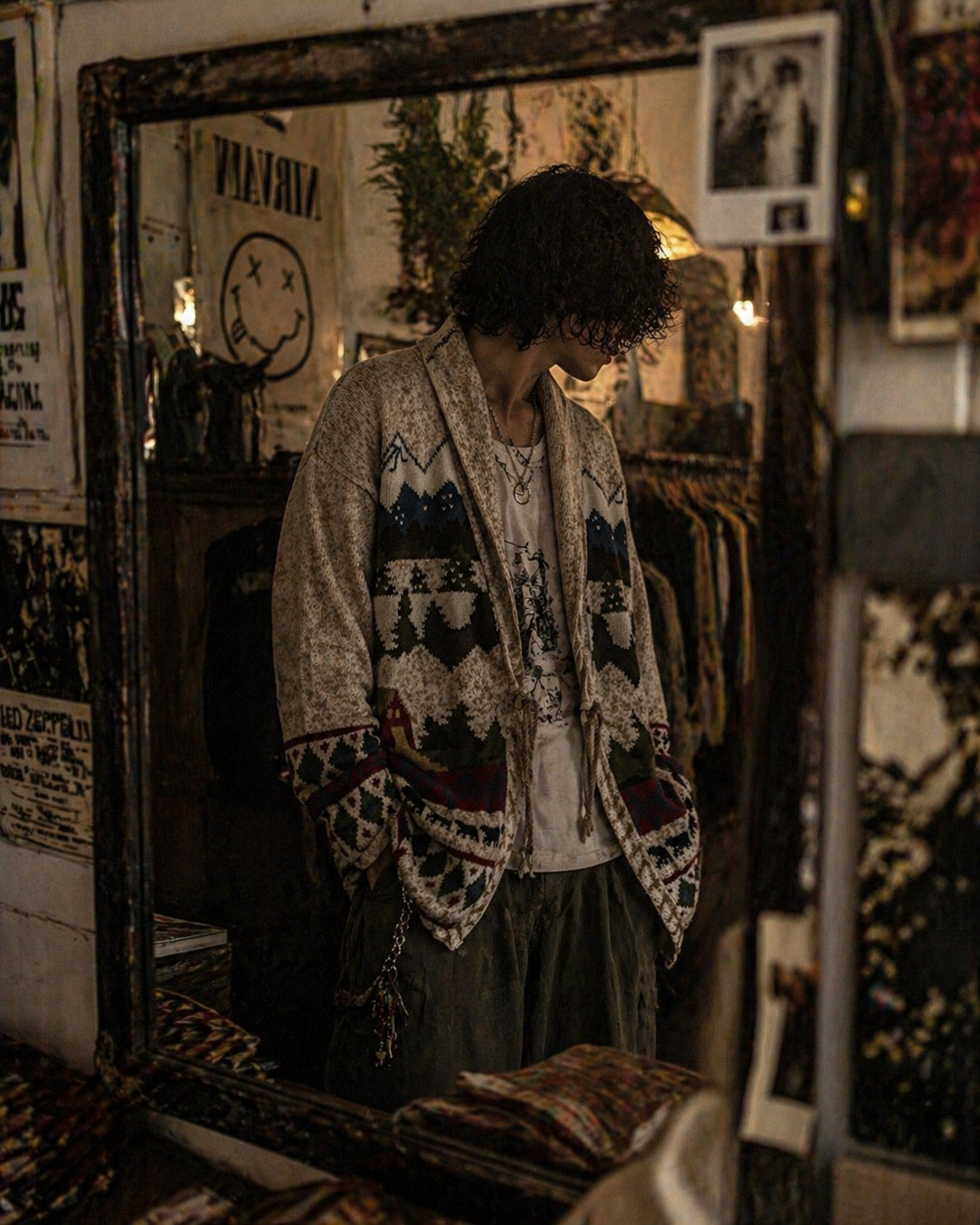 Vintage Traditional Style Embroidered Knit Cardigan