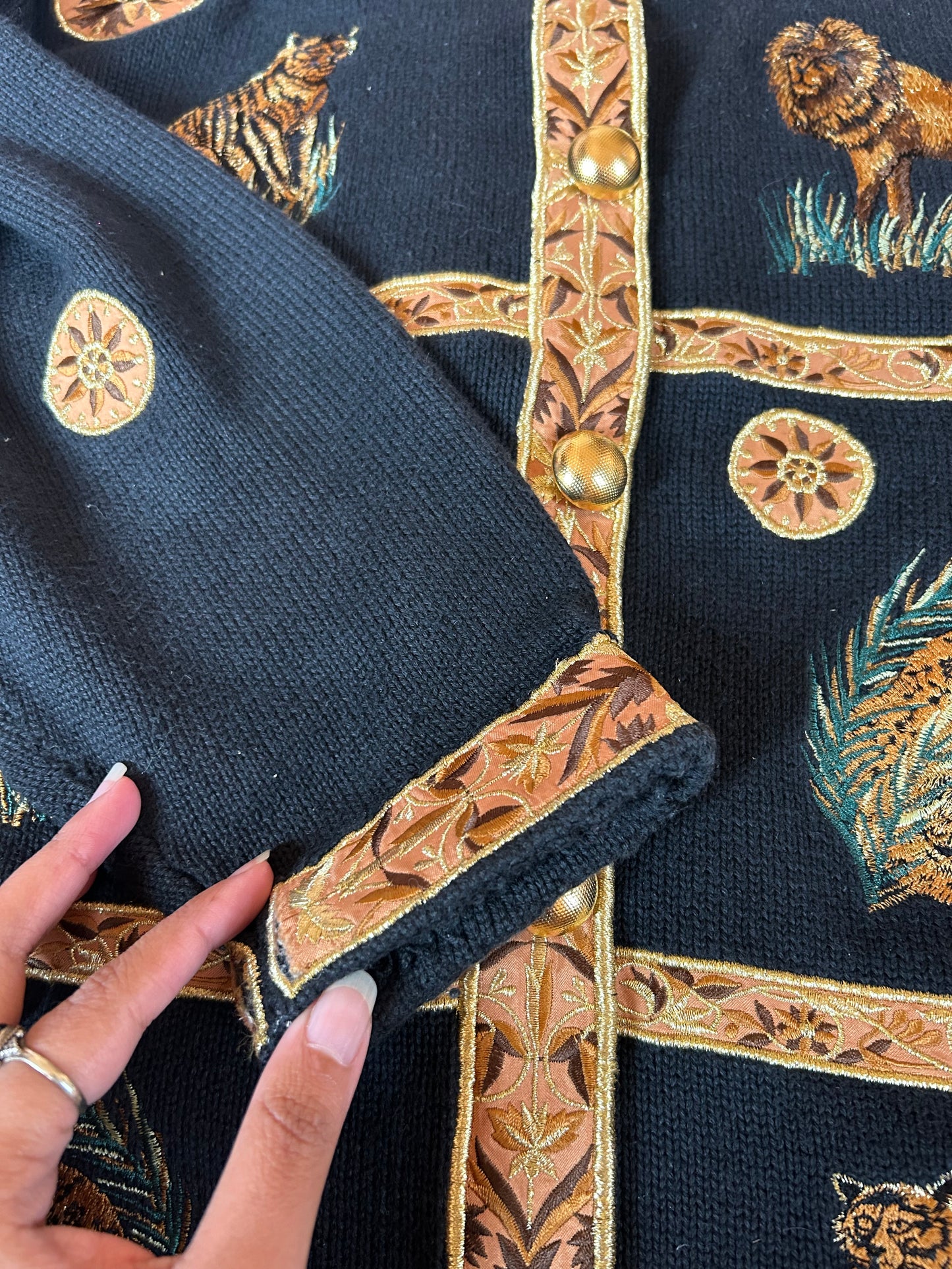 Private Vintage Embroidered And Patchwork Knit Cardigan