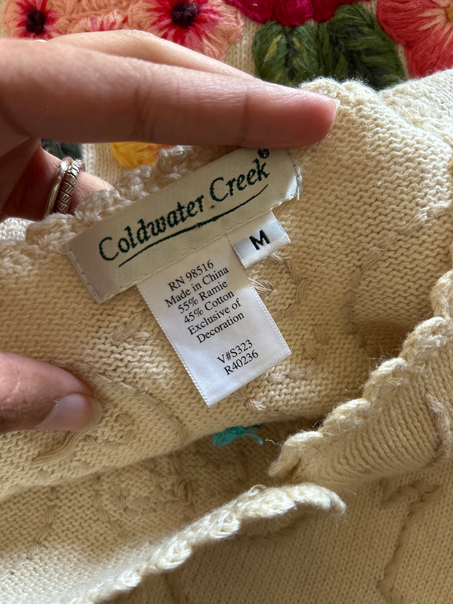 Vintage Coldwater Creek Floral Embroidered Cardigan