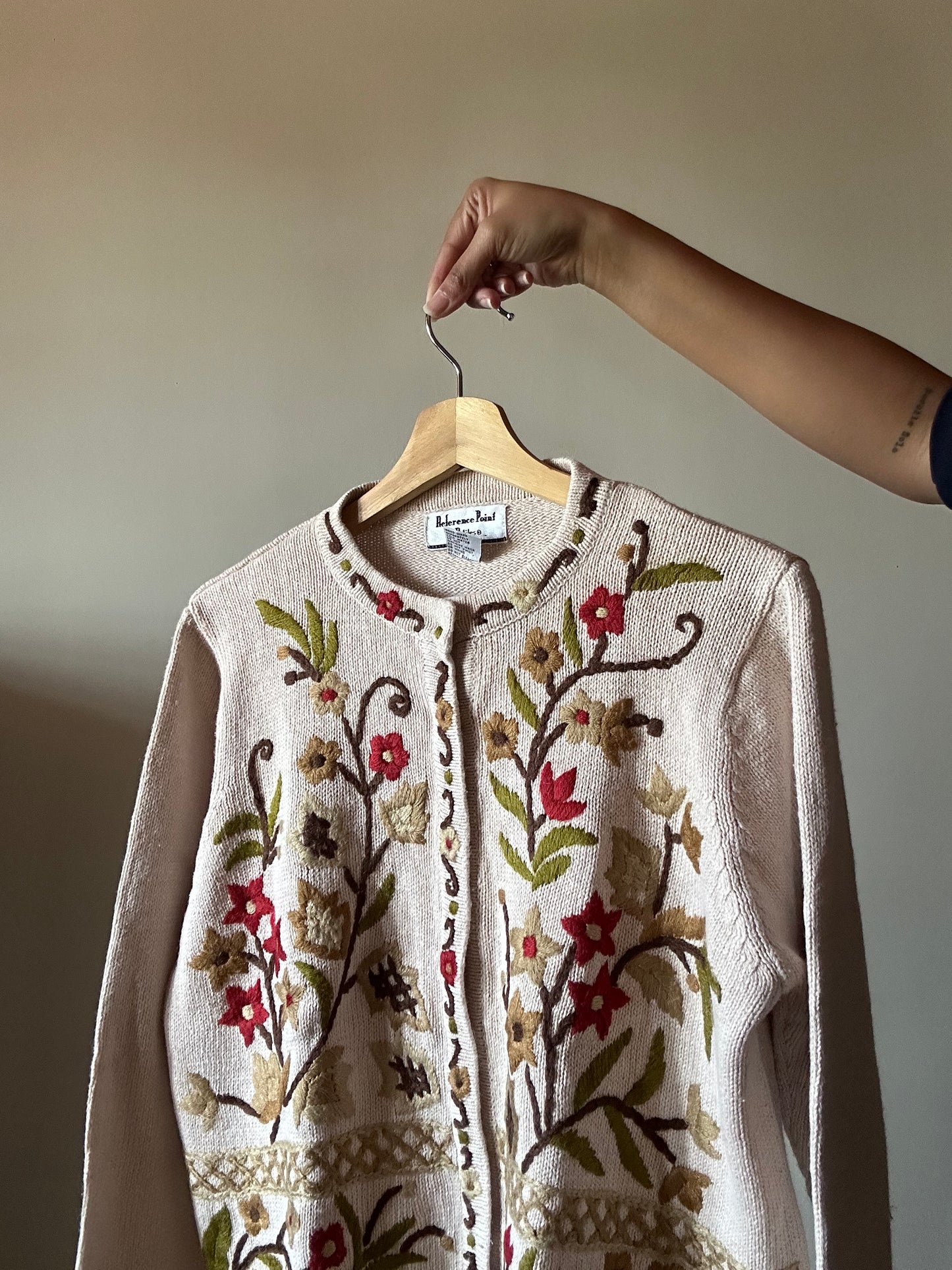 Vintage Reference Point Vintage Embroidered Knit Cardigan