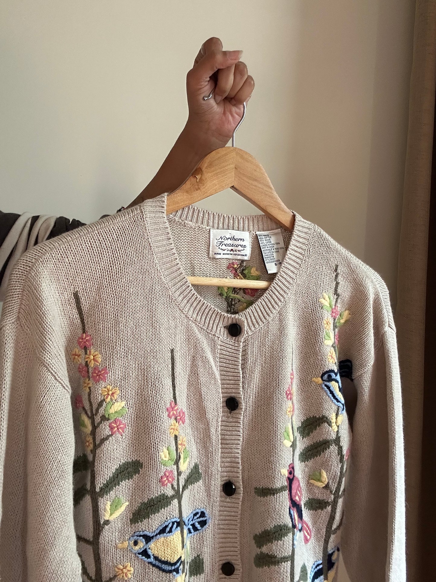 Vintage Northern Treasure Hand Embroidered Knit Cardigan