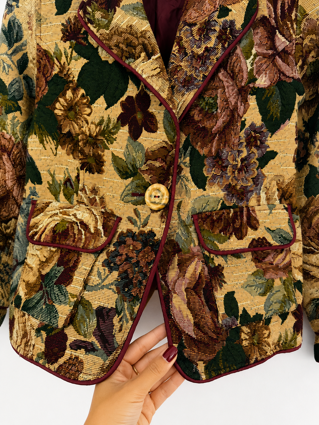 Vintage Floral Woven Tapestry Blazer