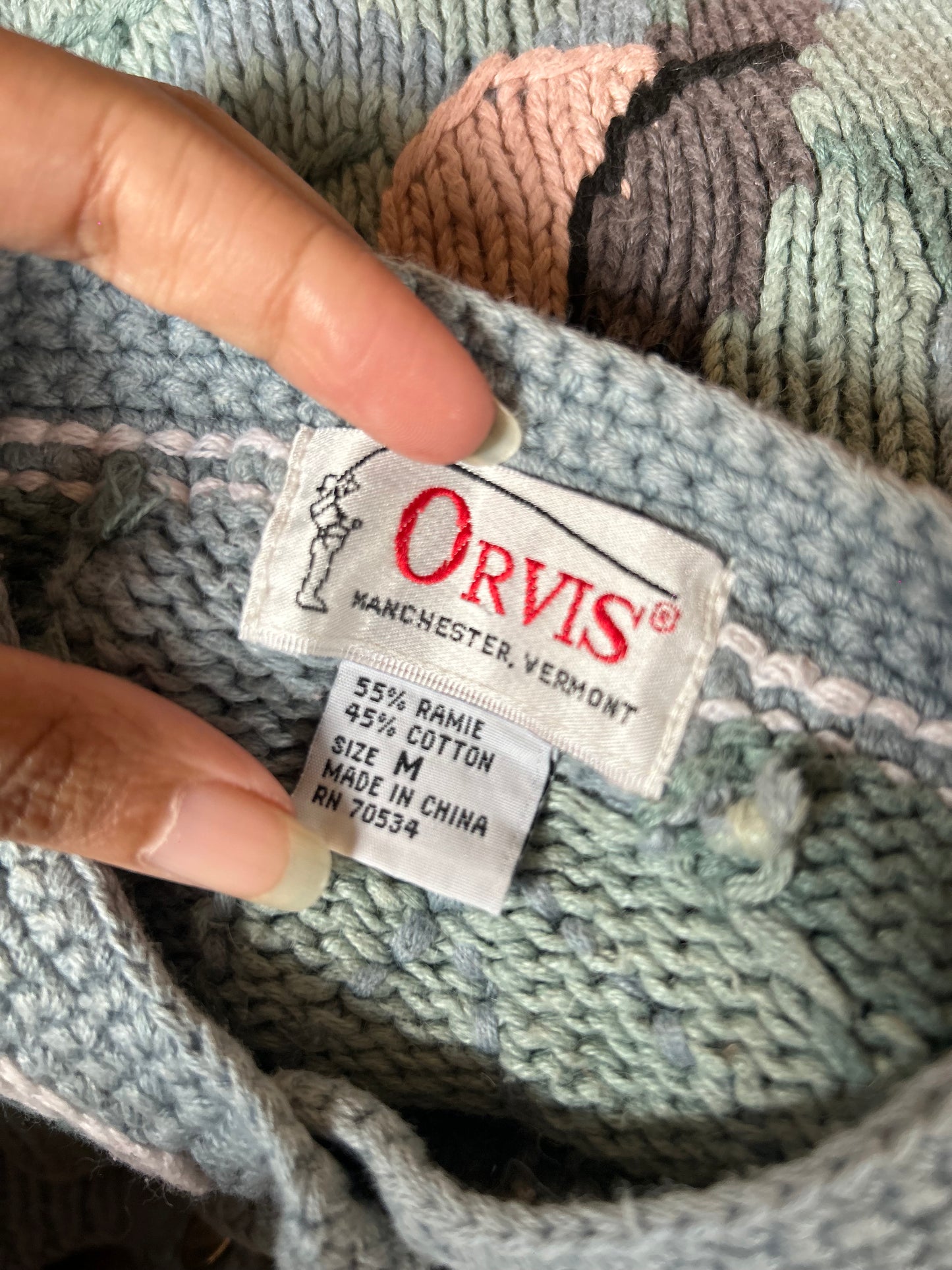 Vintage Orvis Embroidered Knit Cardigan