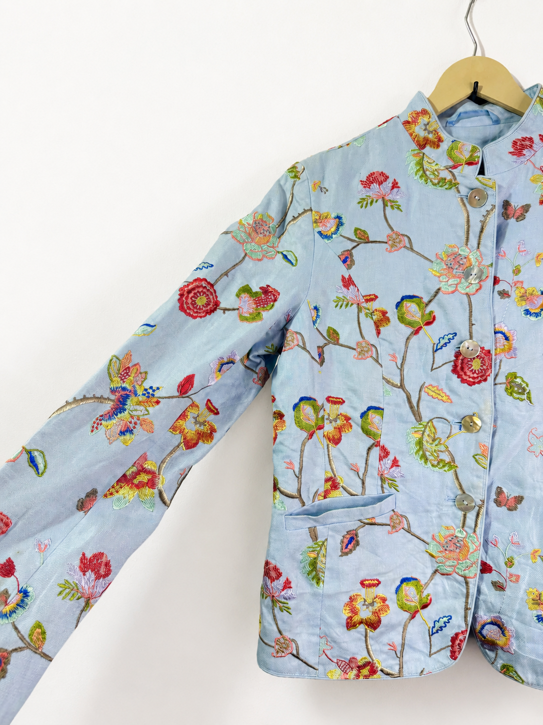 Vintage Sky Garden Embroidered Cotton Jacket
