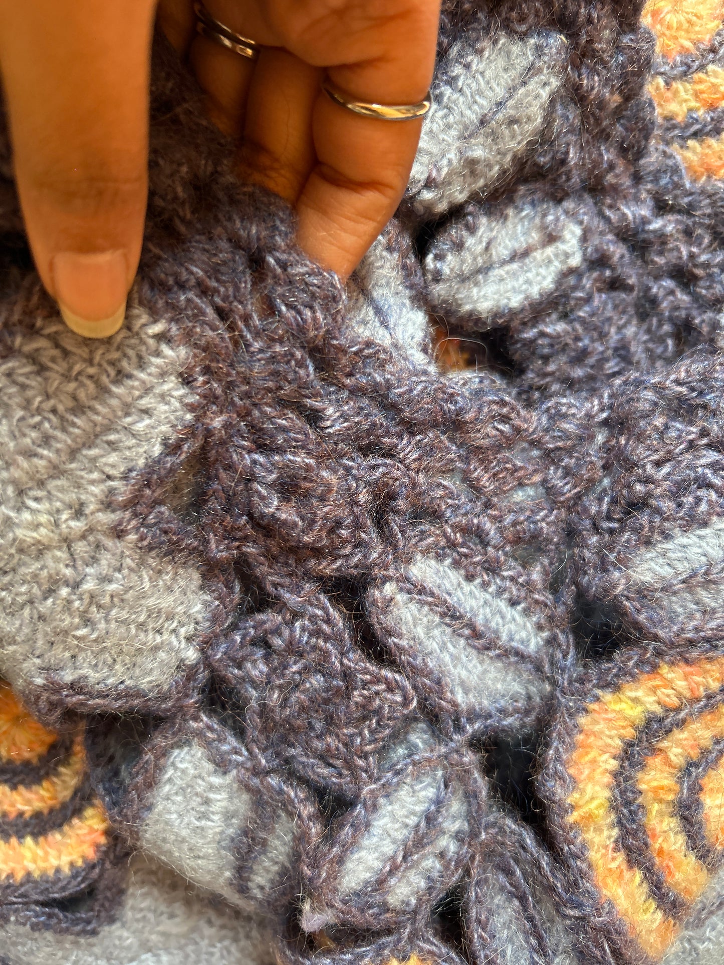 Vintage Woollen Crochet Patch Work Pullover