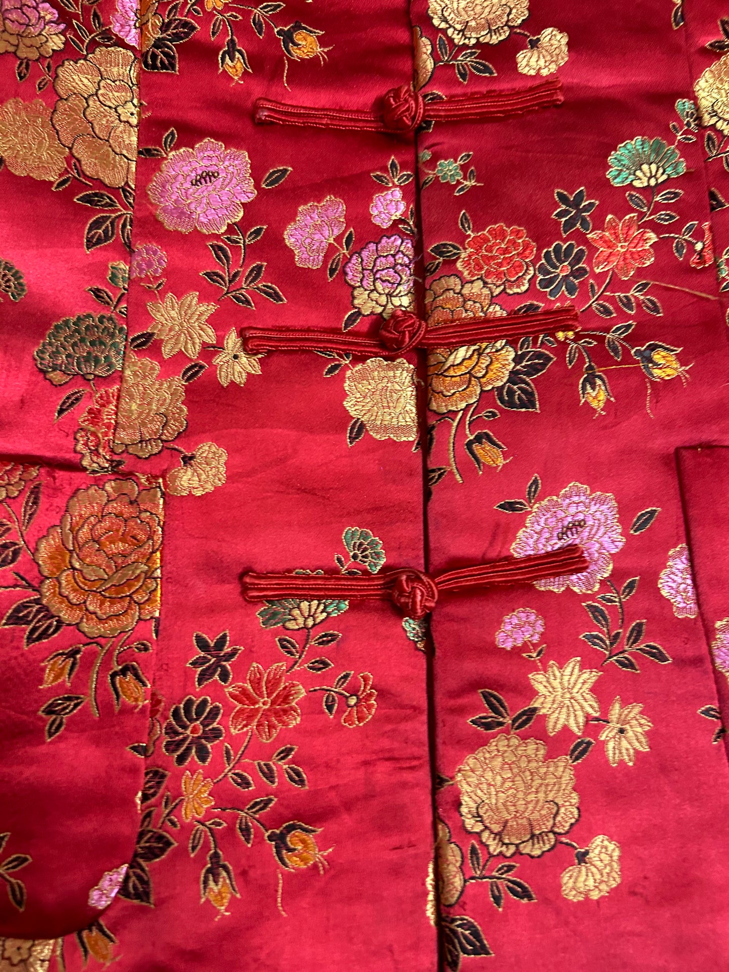 Vintage Chinese Brocade Frog Button Shaket