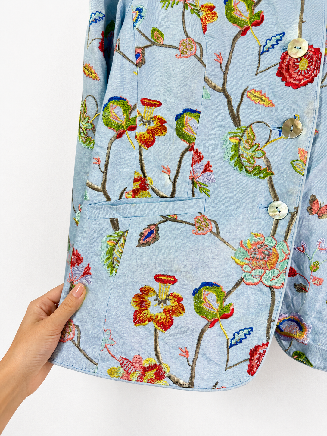 Vintage Sky Garden Embroidered Cotton Jacket