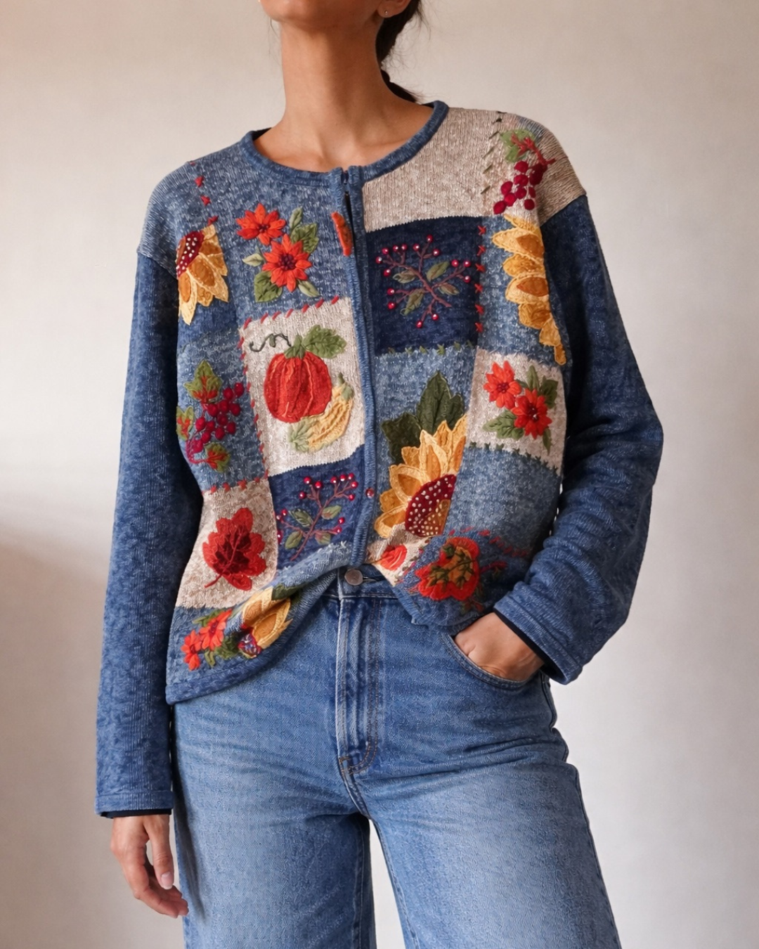 Vintage Heirloom Collectibles Embroidered Knit Cardigan