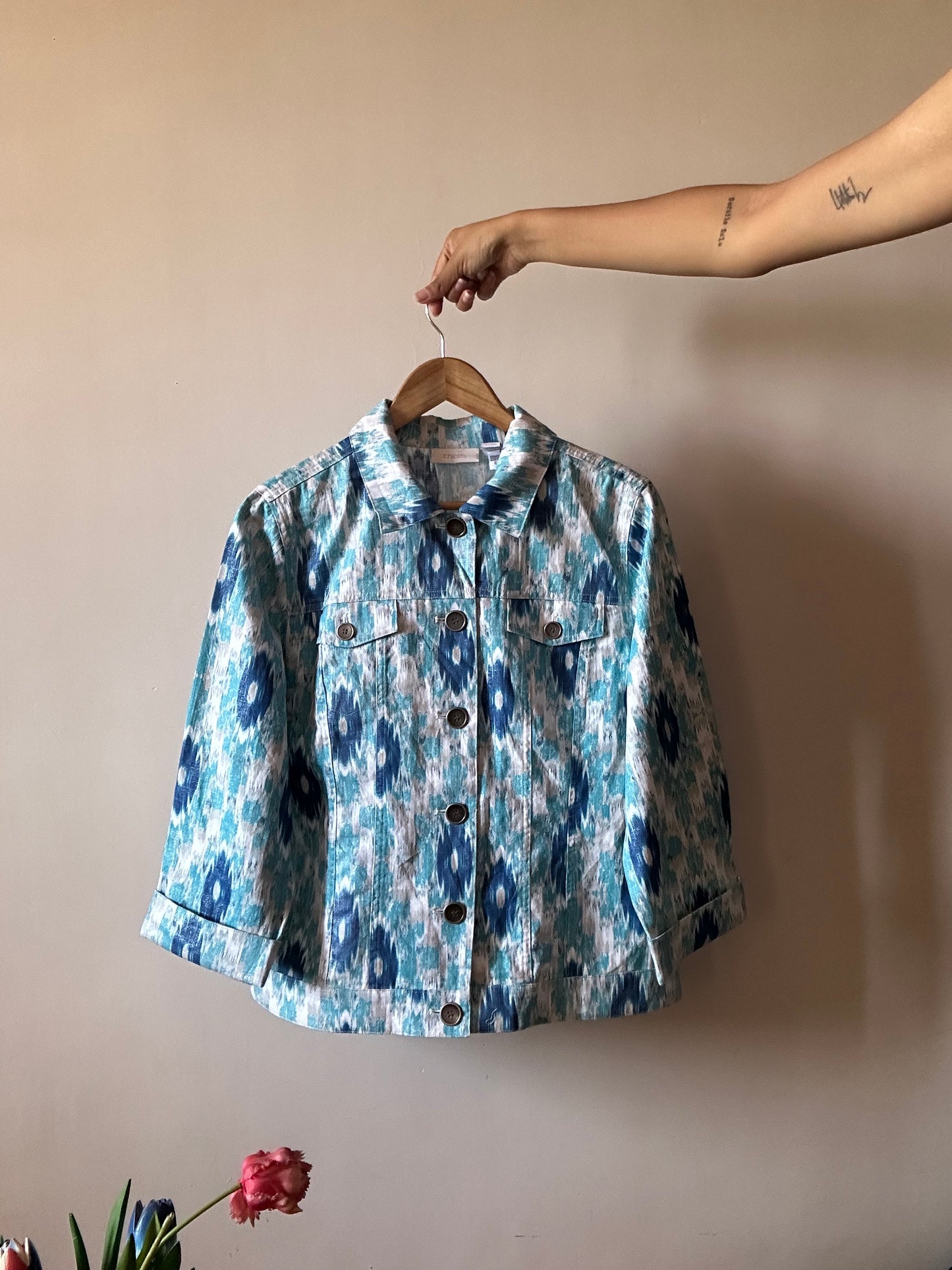 Chico’s Vintage Printed Shaket With Shimmer
