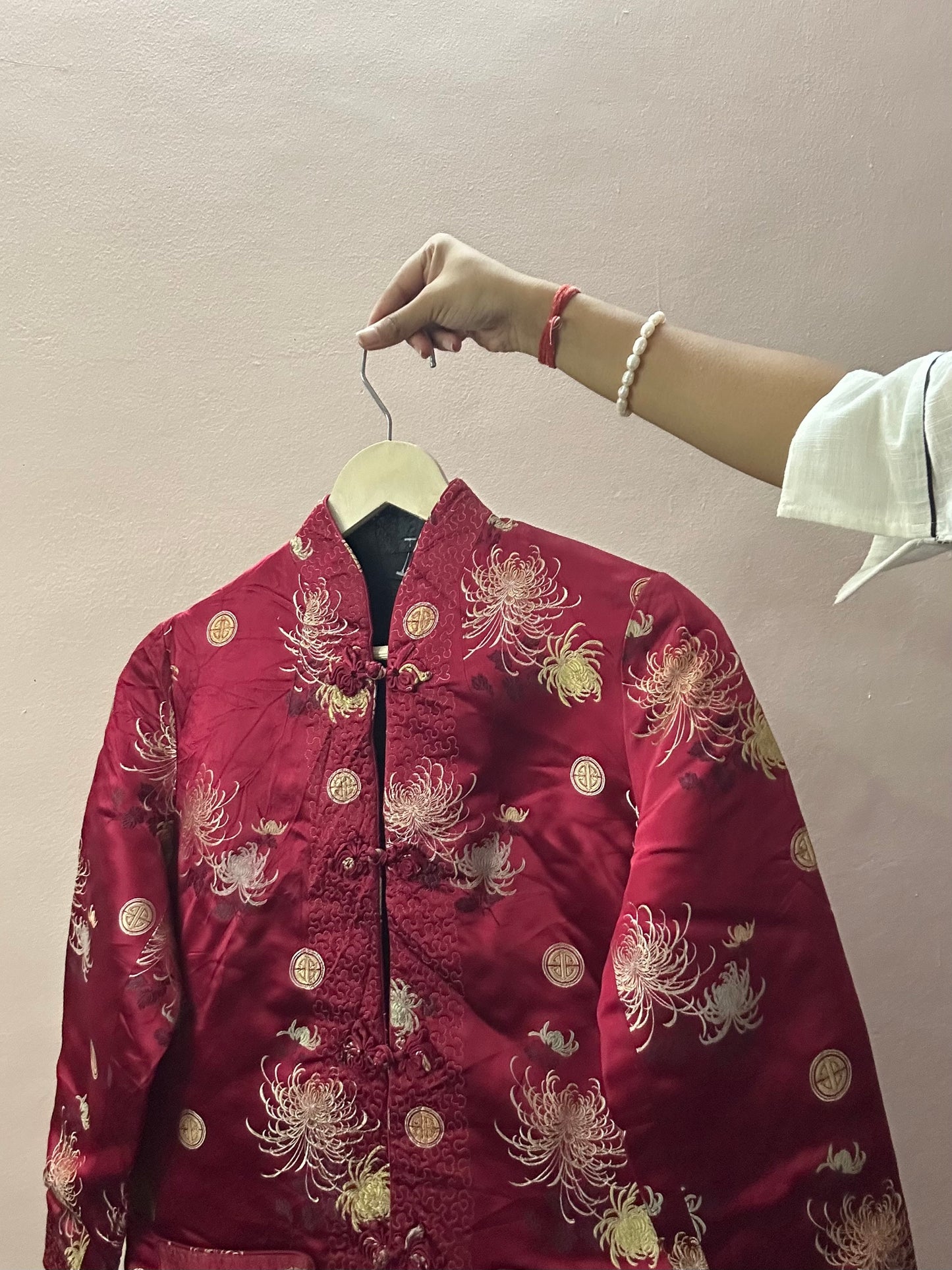 Vintage Quilted Mandarin Collar Reversible House Jacket