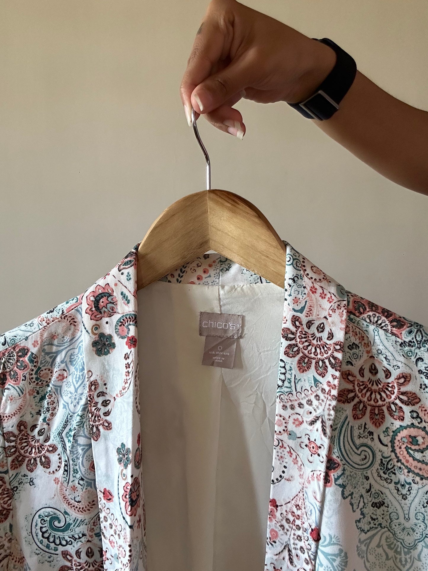 Vintage Chico’s Printed Open Front Shaket