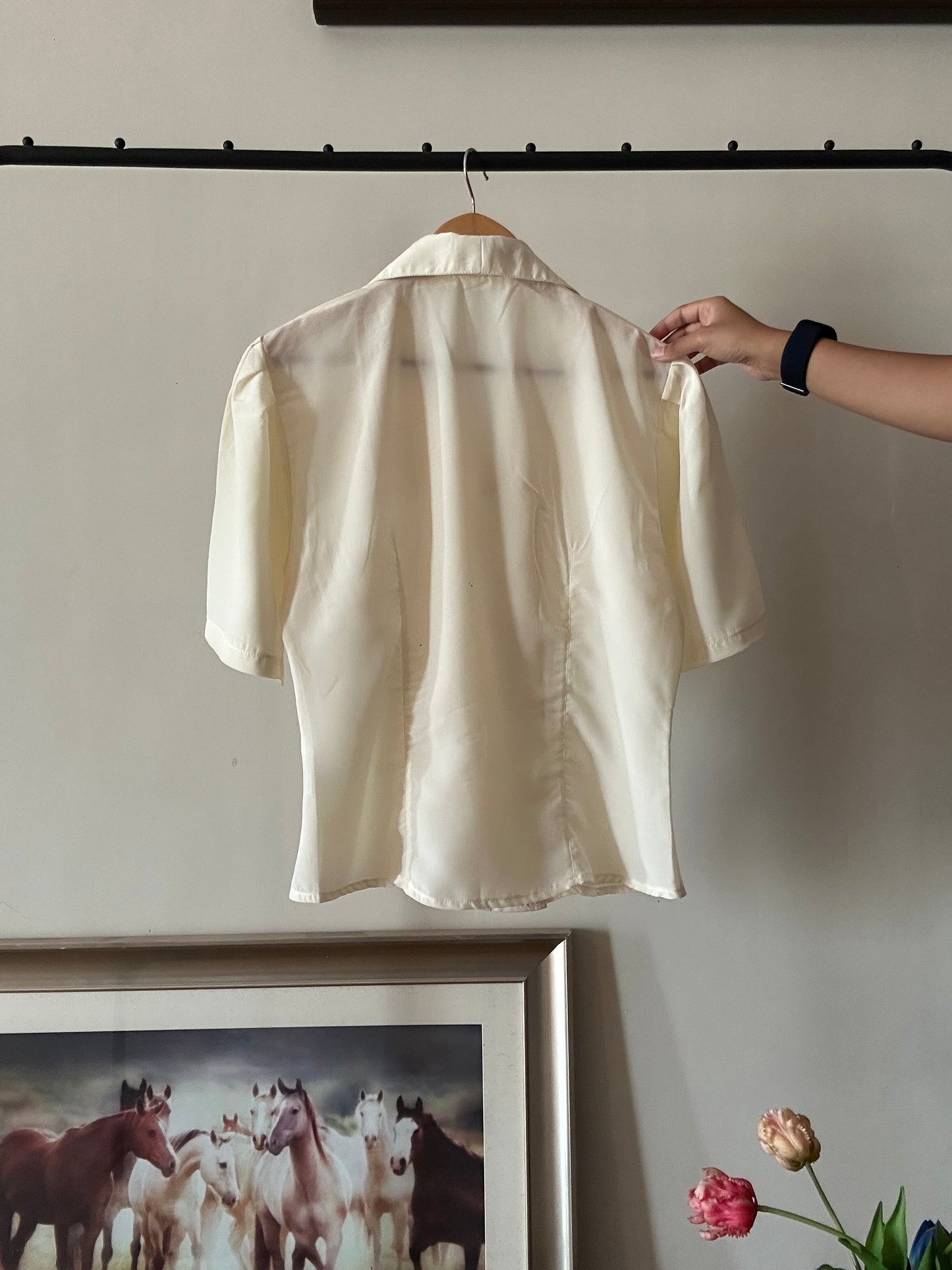Vintage Blazer Style Large Collar Shirt