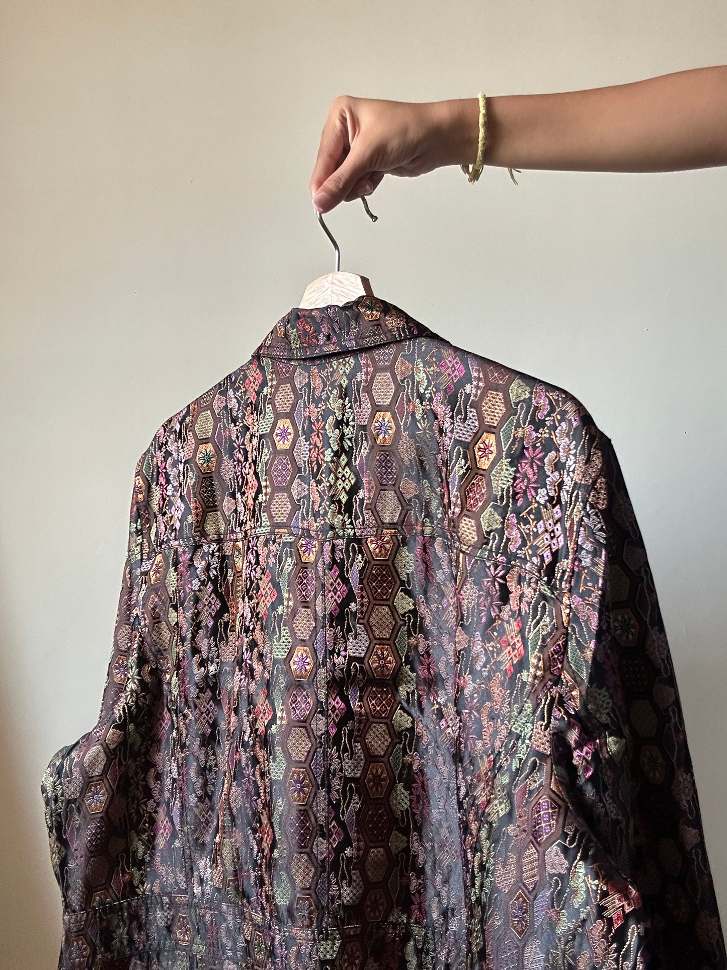 Coldwater Creek Vintage Weaved Black Multi Pattern Shaket