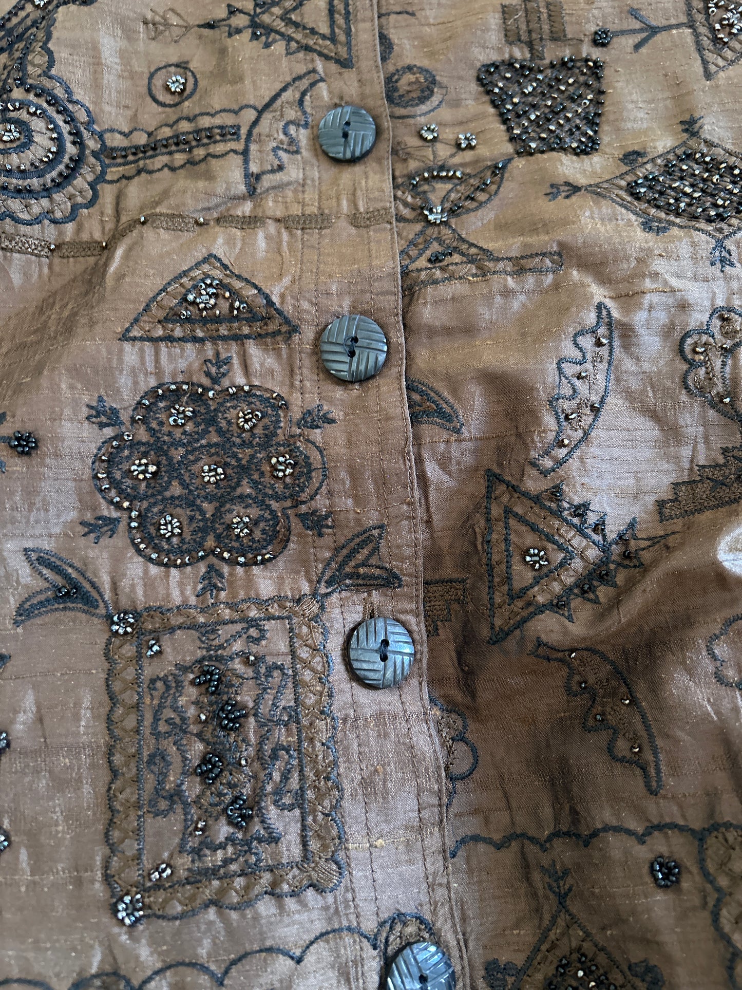 Chico’s Design Vintage All Beaded and Embroidered Silk Shaket