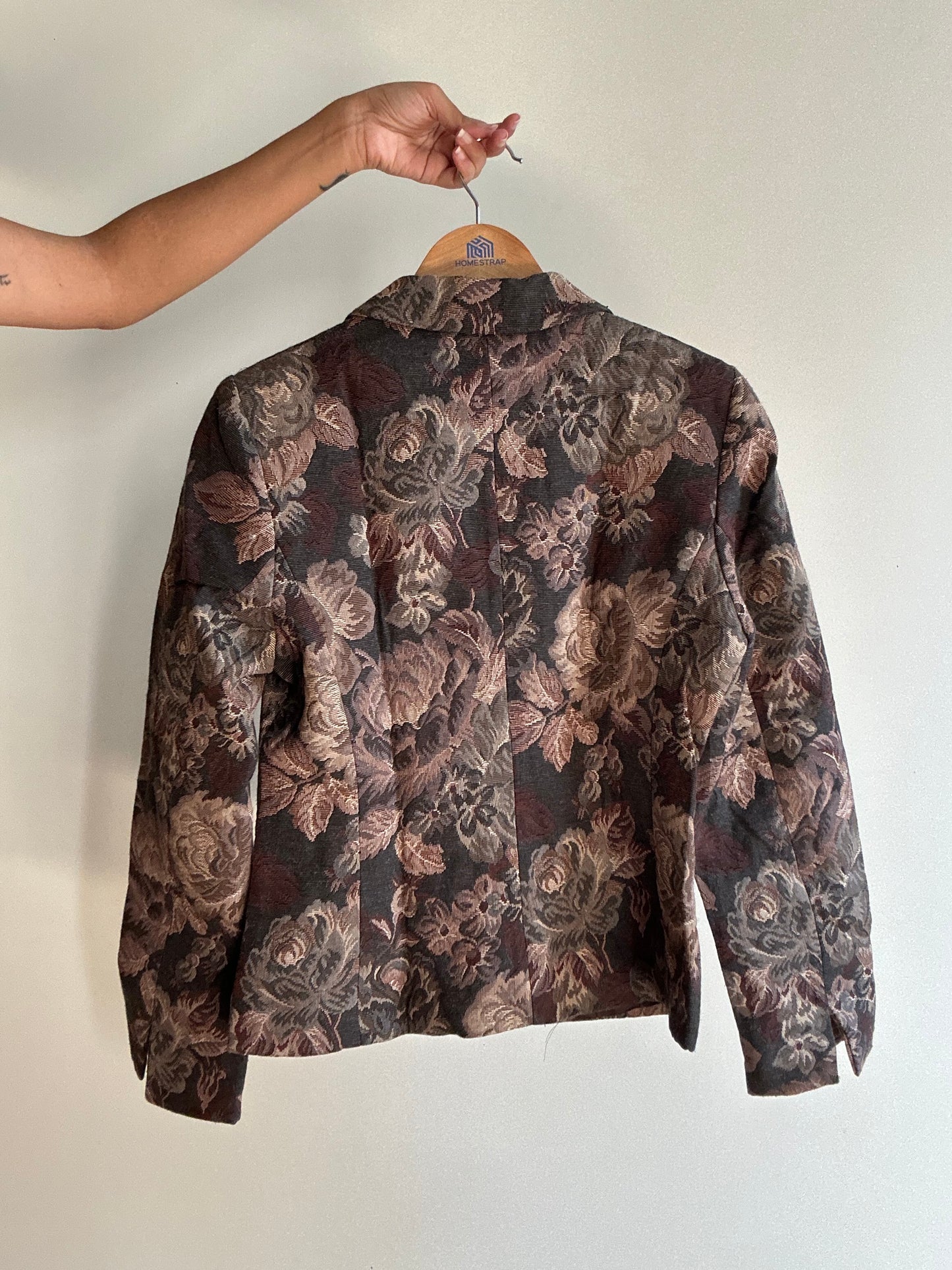 Vintage Jacquard Blazer With Flower