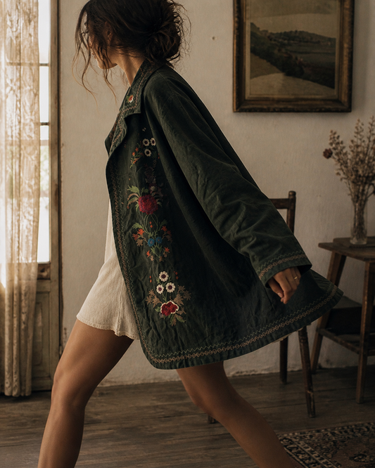 Cj Banks Vintage Corduroy Embroidered Blazer