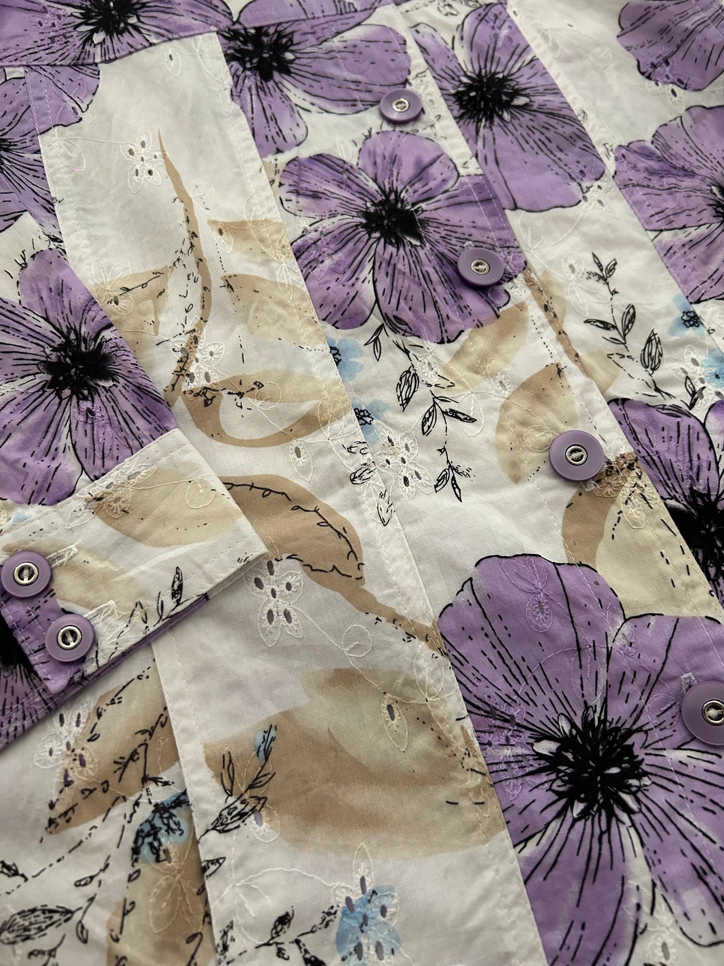 Alia Vintage Floral Print And Embroidery Shirt