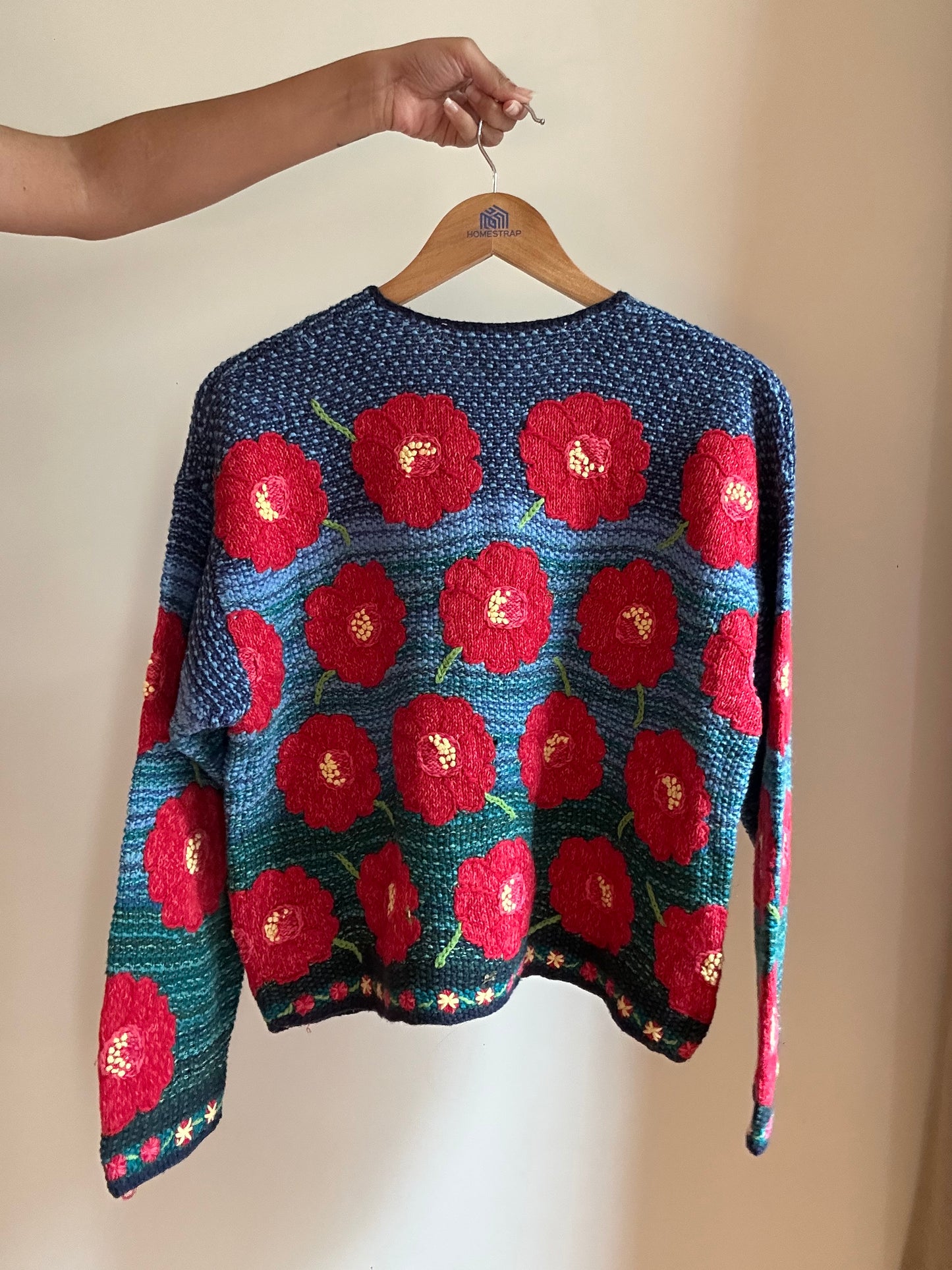 Susan Bristol Vintage Hand Knit and Embroidered Cardigan