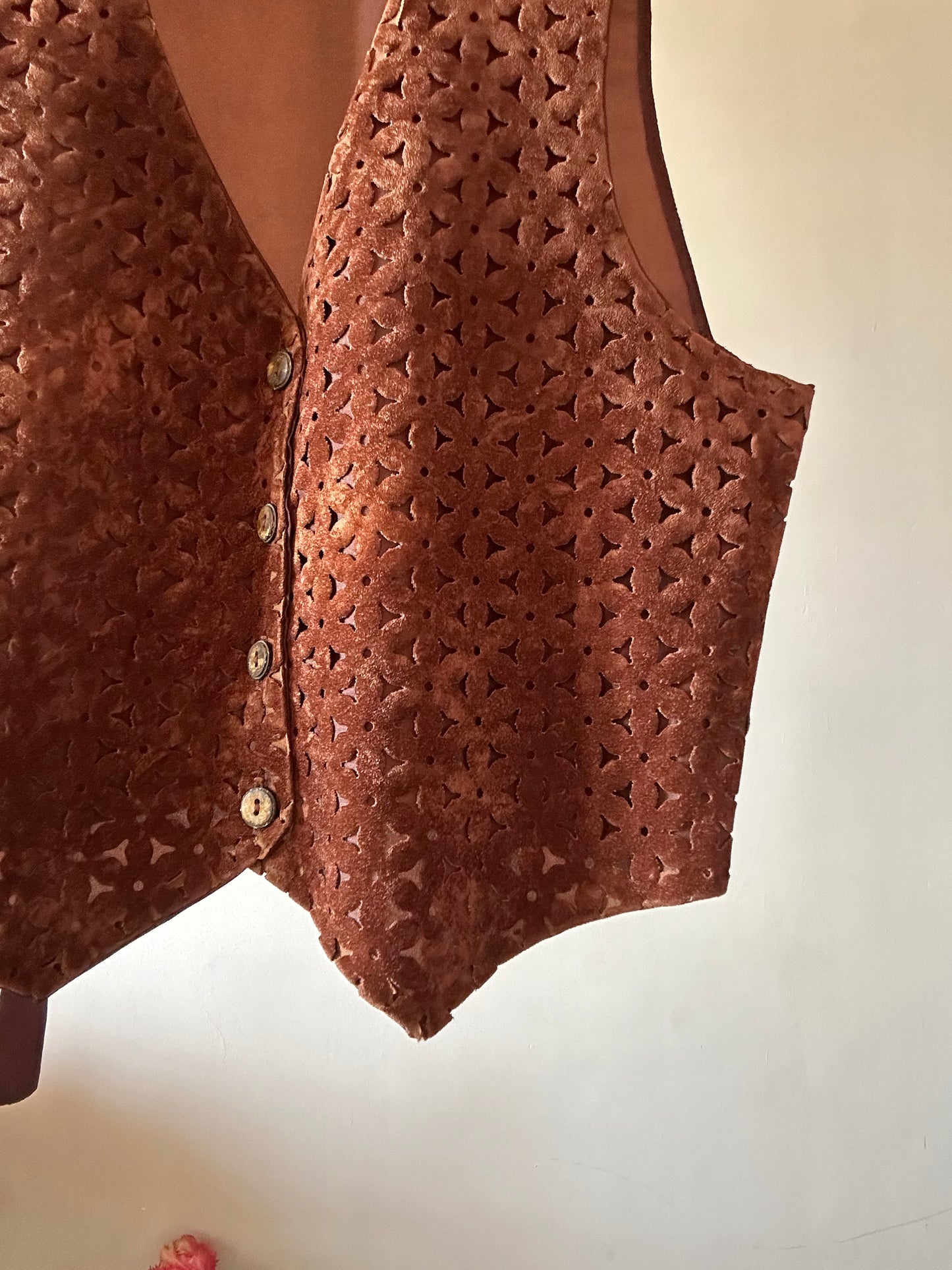 Vintage Young Canda Floral Cutout Vest