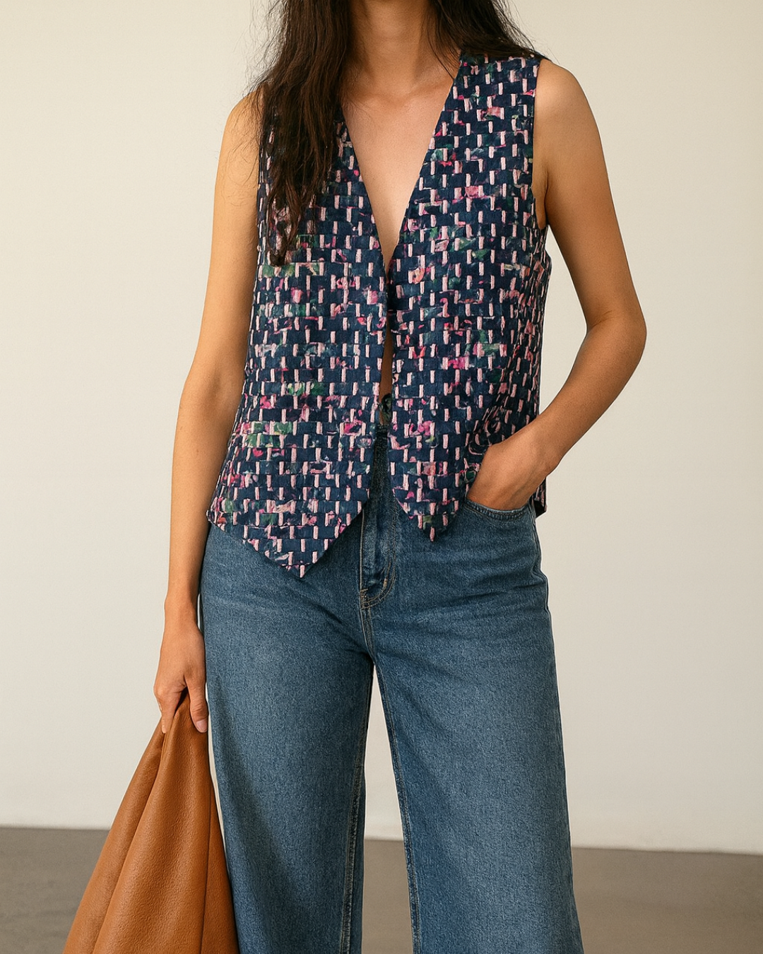 Floral Weaved Vintage Vest
