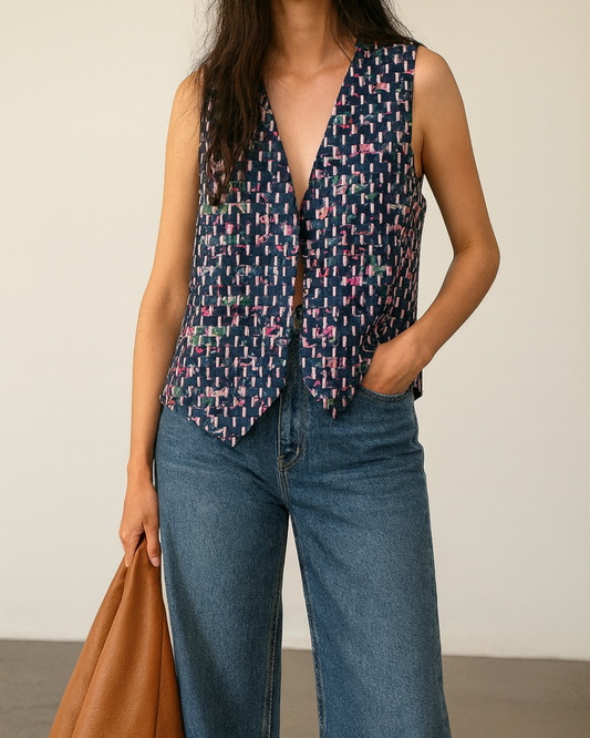Floral Weaved Vintage Vest