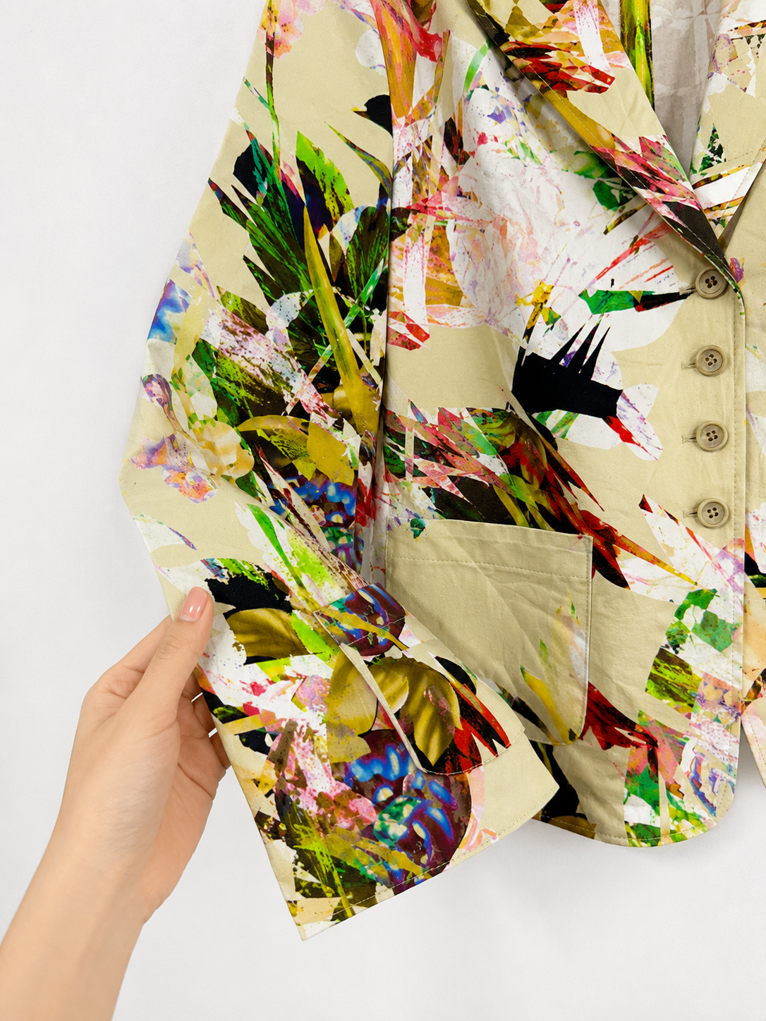 Vintage Canvas Bloom Abstract Blazer