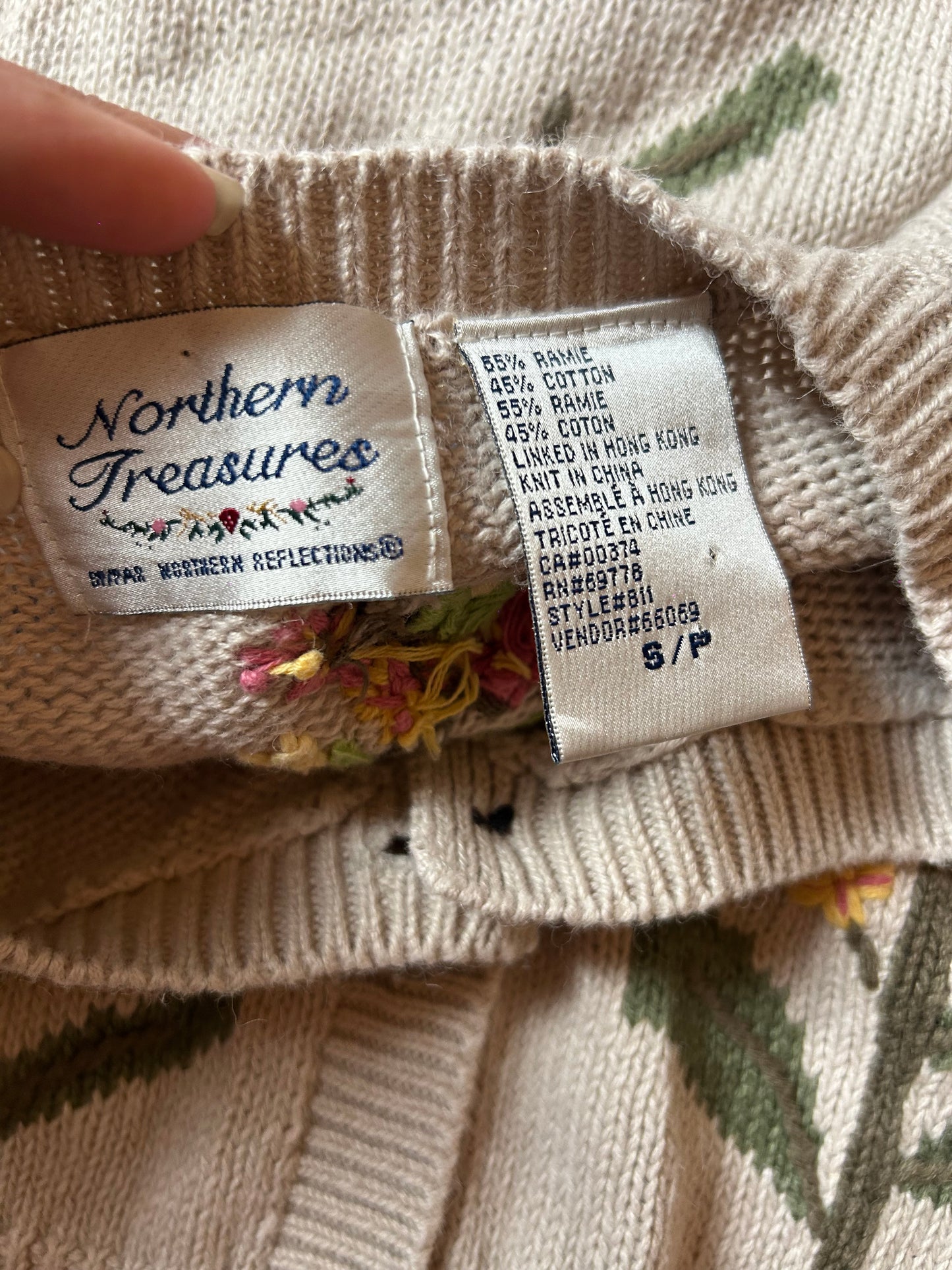 Vintage Northern Treasure Hand Embroidered Knit Cardigan