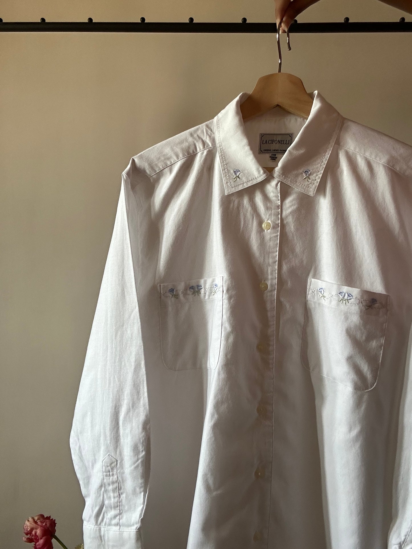 White Floral Embroidered Vintage La Cifonelli Shirt