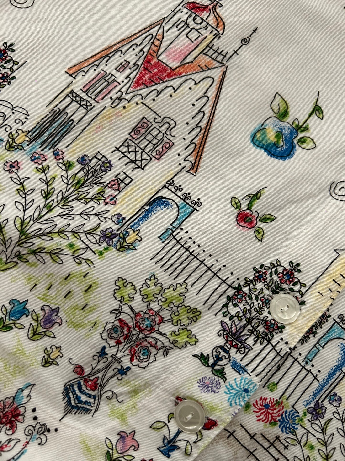 Christopher & Banks Vintage Hand Sketch City Print Denim Shirt