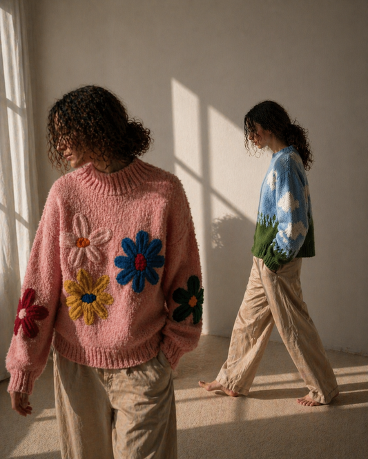 Vintage Floral Knit Pullover